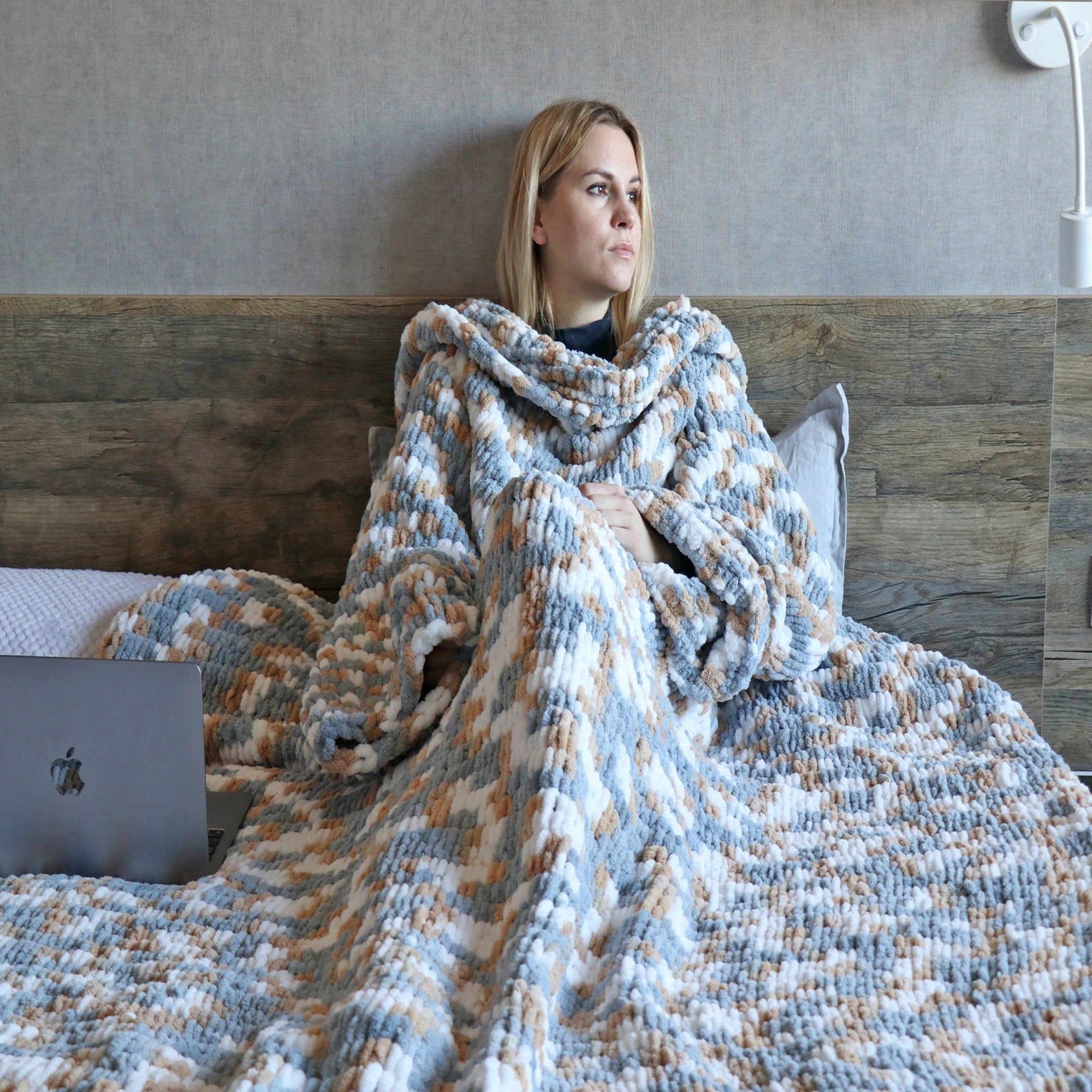 BLANKET WITH SLEEVES Knitting Pattern (skill level intermediate)