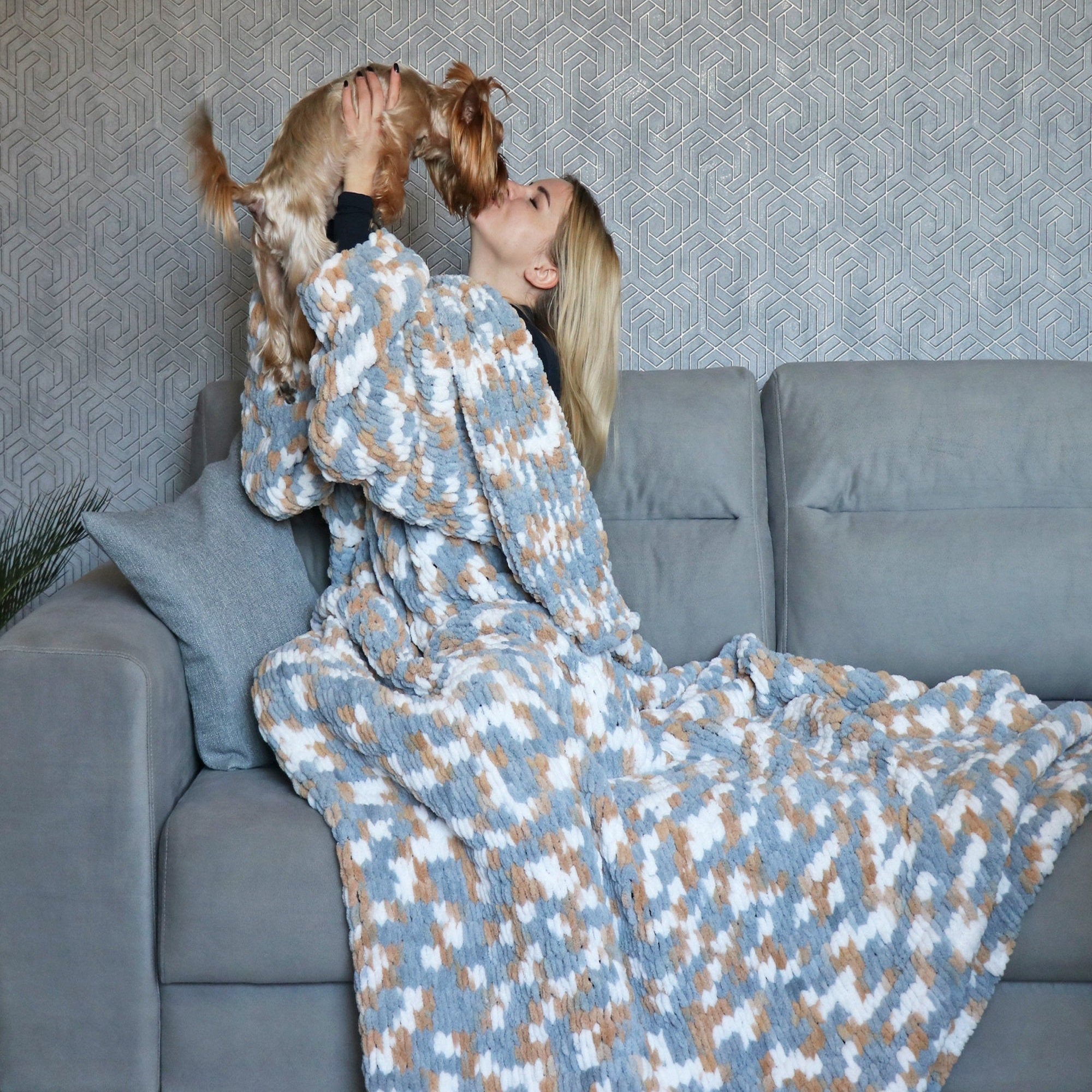 BLANKET WITH SLEEVES Knitting Pattern (skill level intermediate)