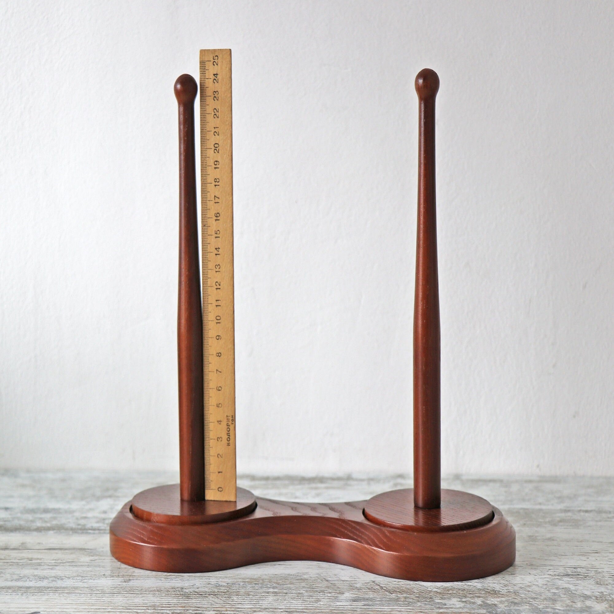 Double Yarn Ball Wooden Holder, 30 cm x 25 cm