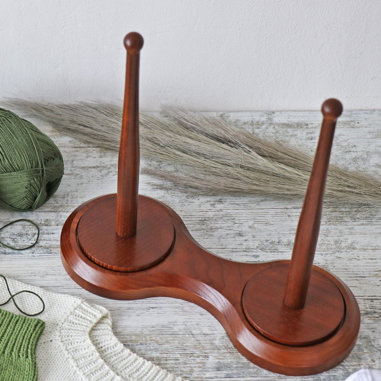 Yarn Ball Wooden Holder Double Yarn Holder Personalized Wooden Holder For Yarns Double Holder For Yarn Balls Revolving Double Yarn Holder