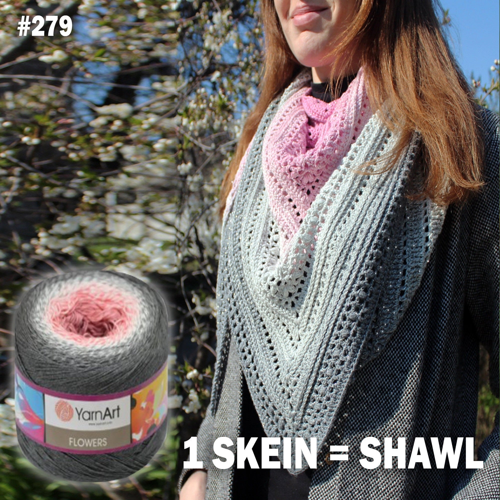 YarnArt Flowers, 49 colors, 8.8 oz / 1094 yds