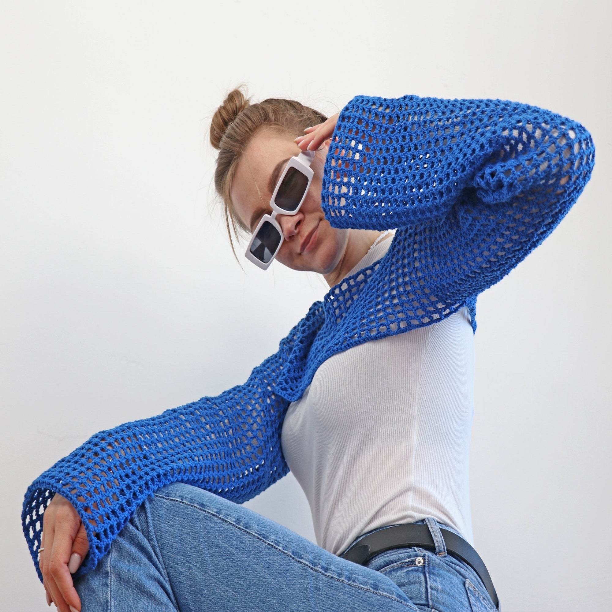 LONG SLEEVE TOP Crochet Pattern (skill level beginner)