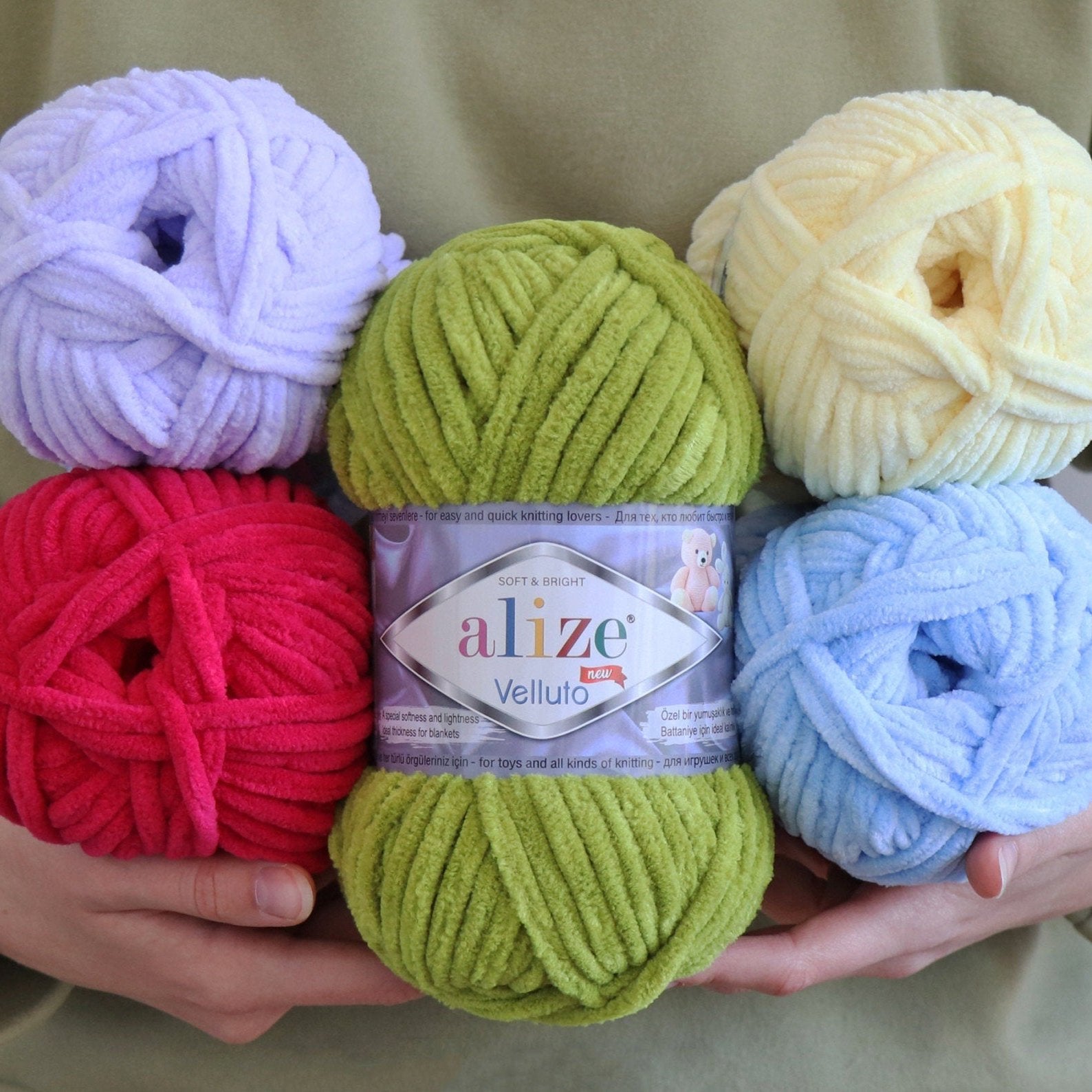 ALIZE VELLUTO, 43 Colors, Amigurumi Yarn, Chunky Yarn, Plush Yarn, Bulky Chenille Yarn, Velvet Crochet Yarn, Baby Yarn,Baby Blanket Yarn