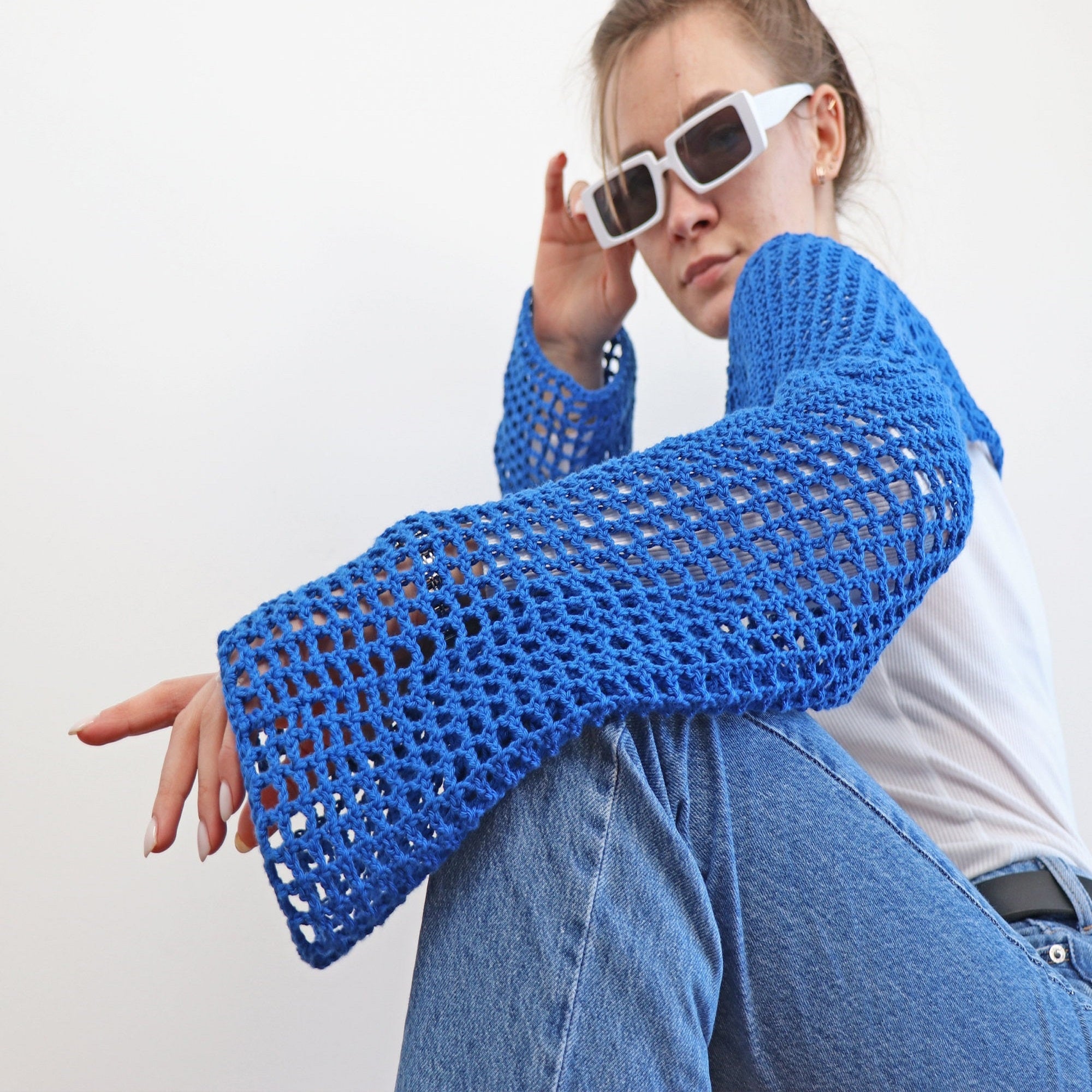 LONG SLEEVE TOP Crochet Pattern (skill level beginner)