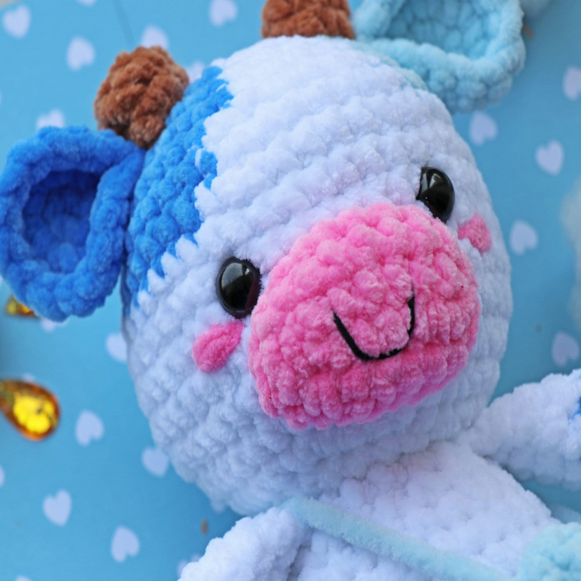 BLUEBERRY COW Crochet Pattern (skill level beginner)