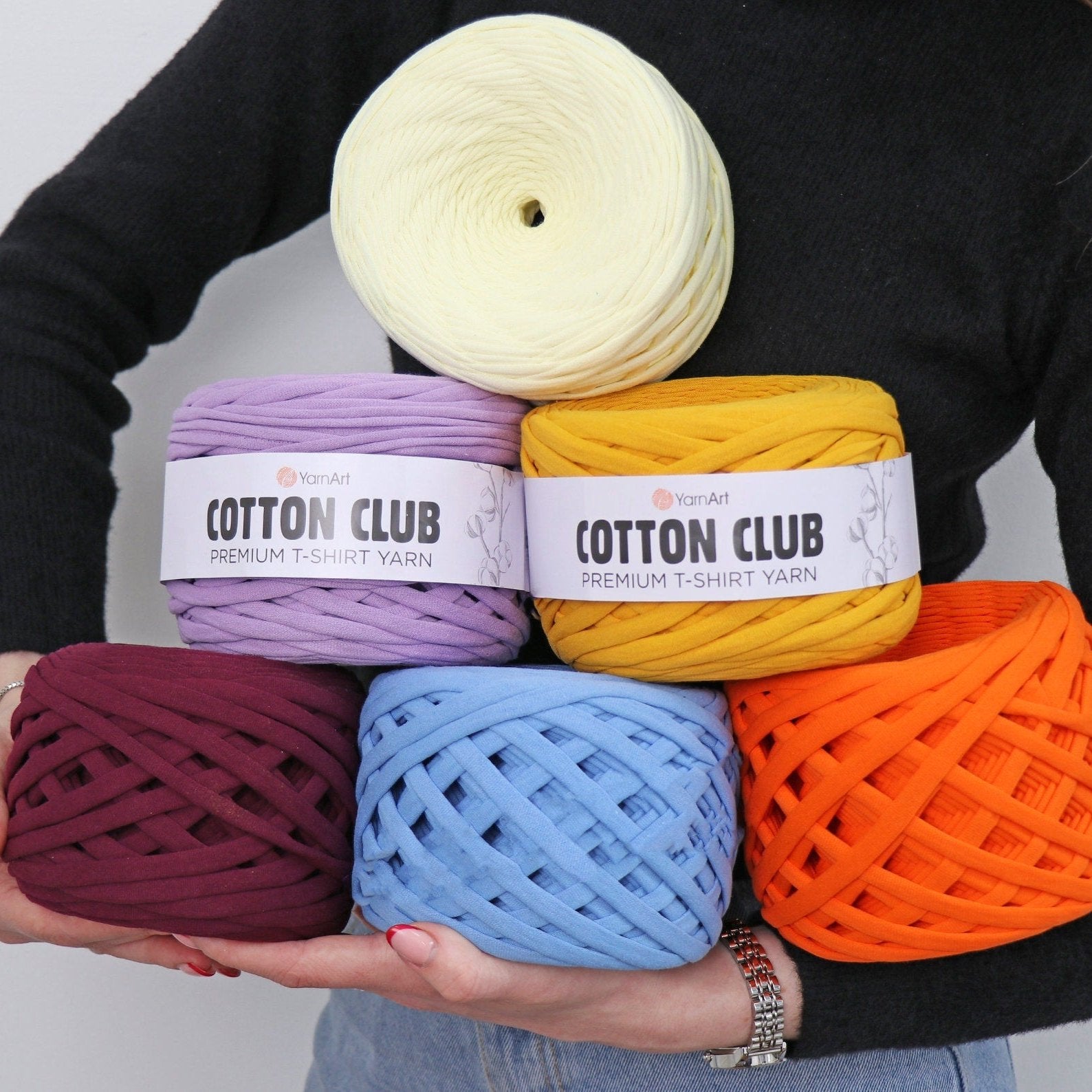 YARNART COTTON CLUB 23 Colors, Premium TShirt Yarn, Basket Yarn, 100% Cotton T-Shirt Yarn, Textile Yarn, Cotton Yarn, Fabric Yarn