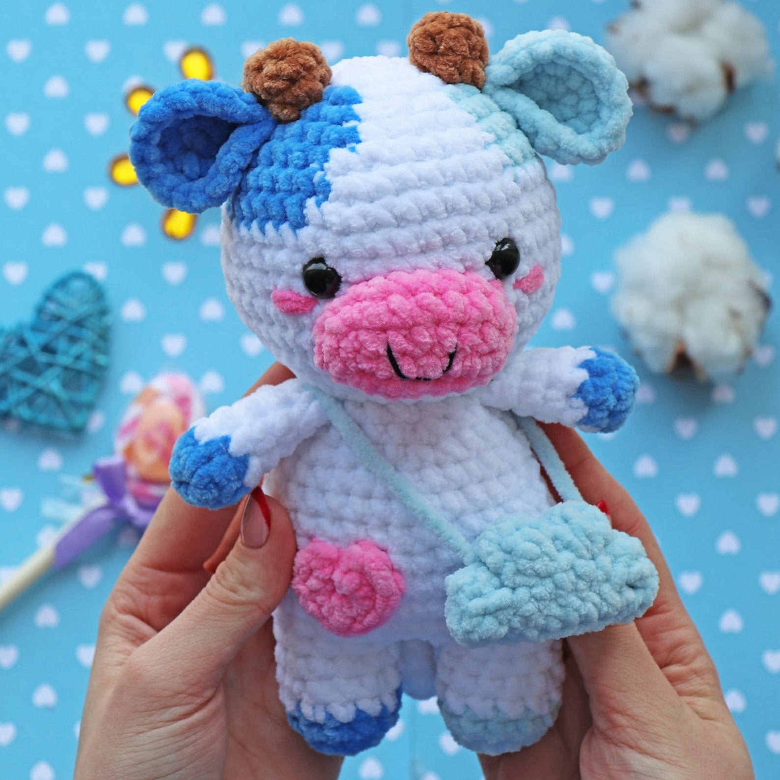 CROCHET COW Amigurumi Pattern, Easy Cow Crochet Pattern, Cute Crochet Animal Pattern, DIY Instant Digital Download pdf Tutorial