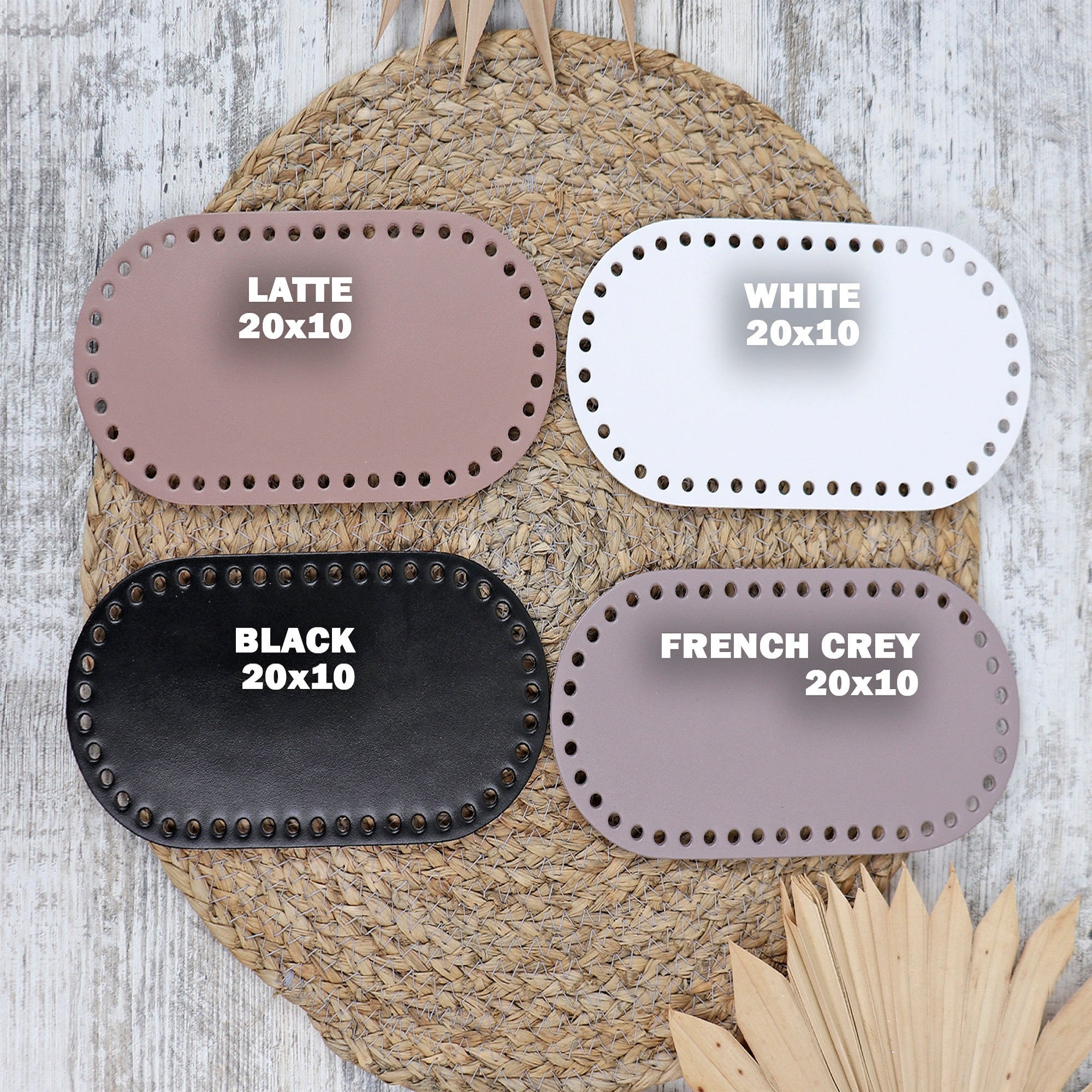 Genuine Leather Bottom for Crochet Bag or Backpack, 4 Colors