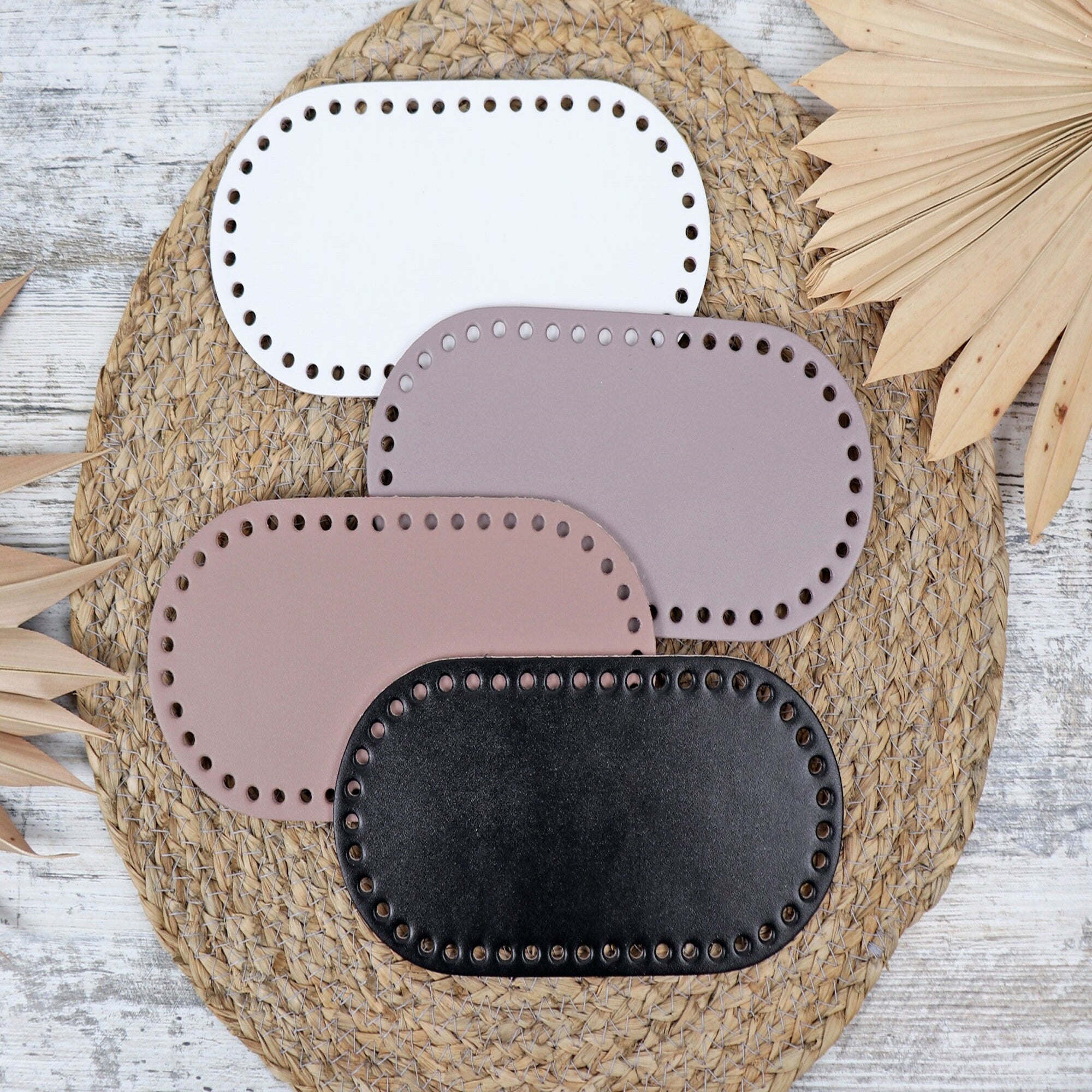 Genuine Leather Bottom for Crochet Bag or Backpack, 4 Colors