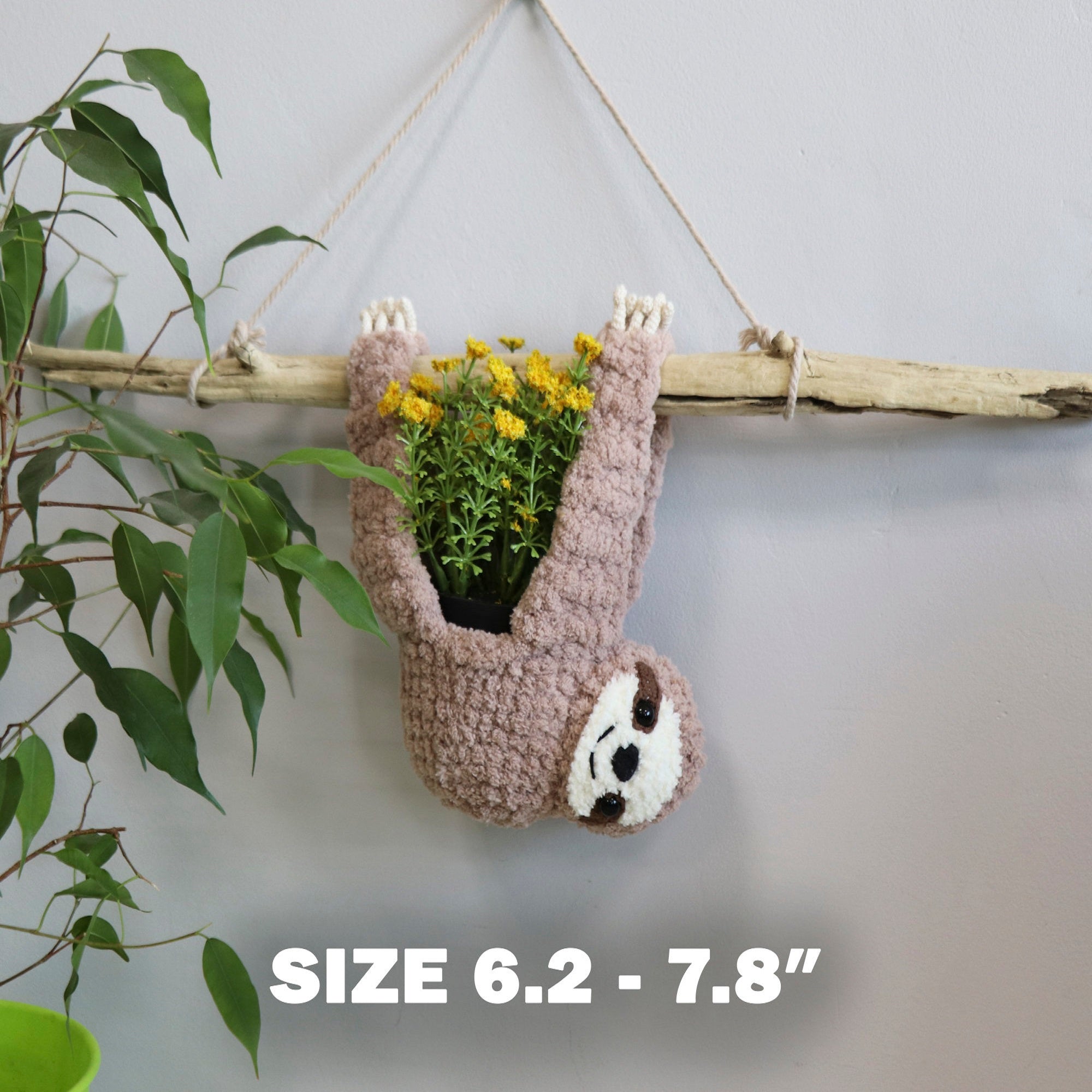 SLOTH PLANTER Crochet Pattern (skill level beginner)