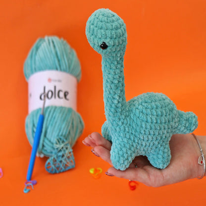 Crochet pattern Dinosaur, US standard terms, Skill level beginner