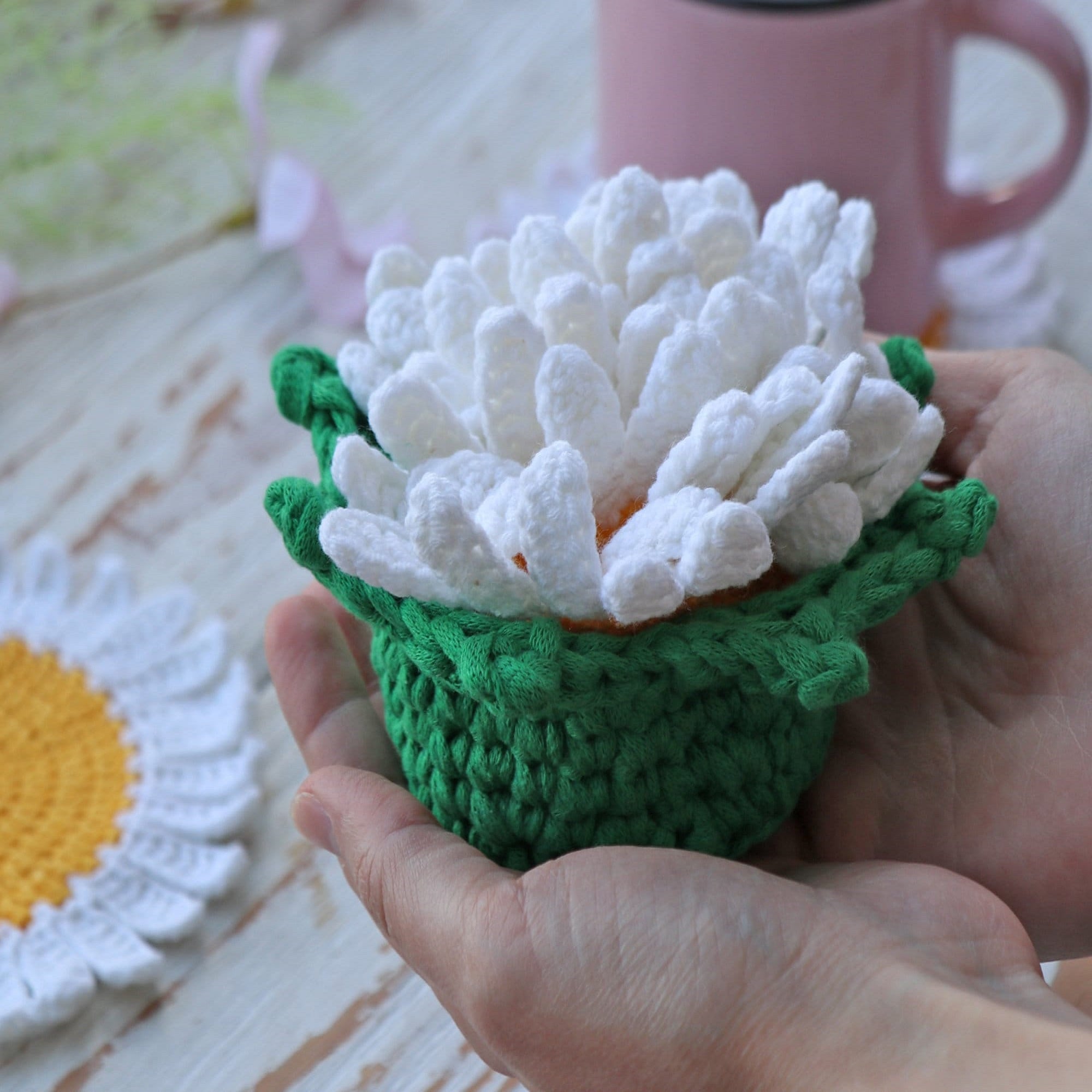 FLOWER POT COASTERS Crochet Pattern (skill level beginner)