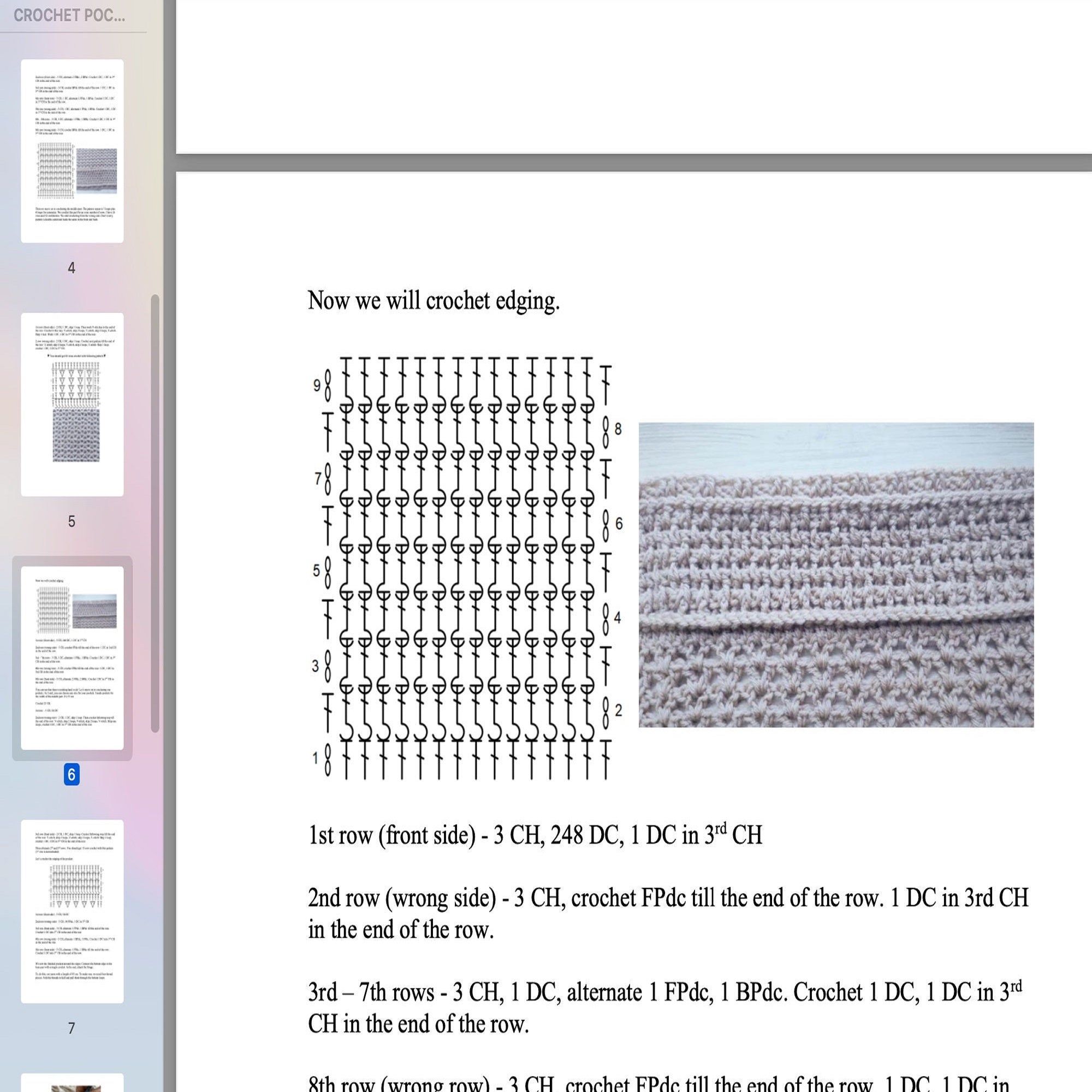 POCKET SHAWL Crochet Pattern (skill level intermediate)