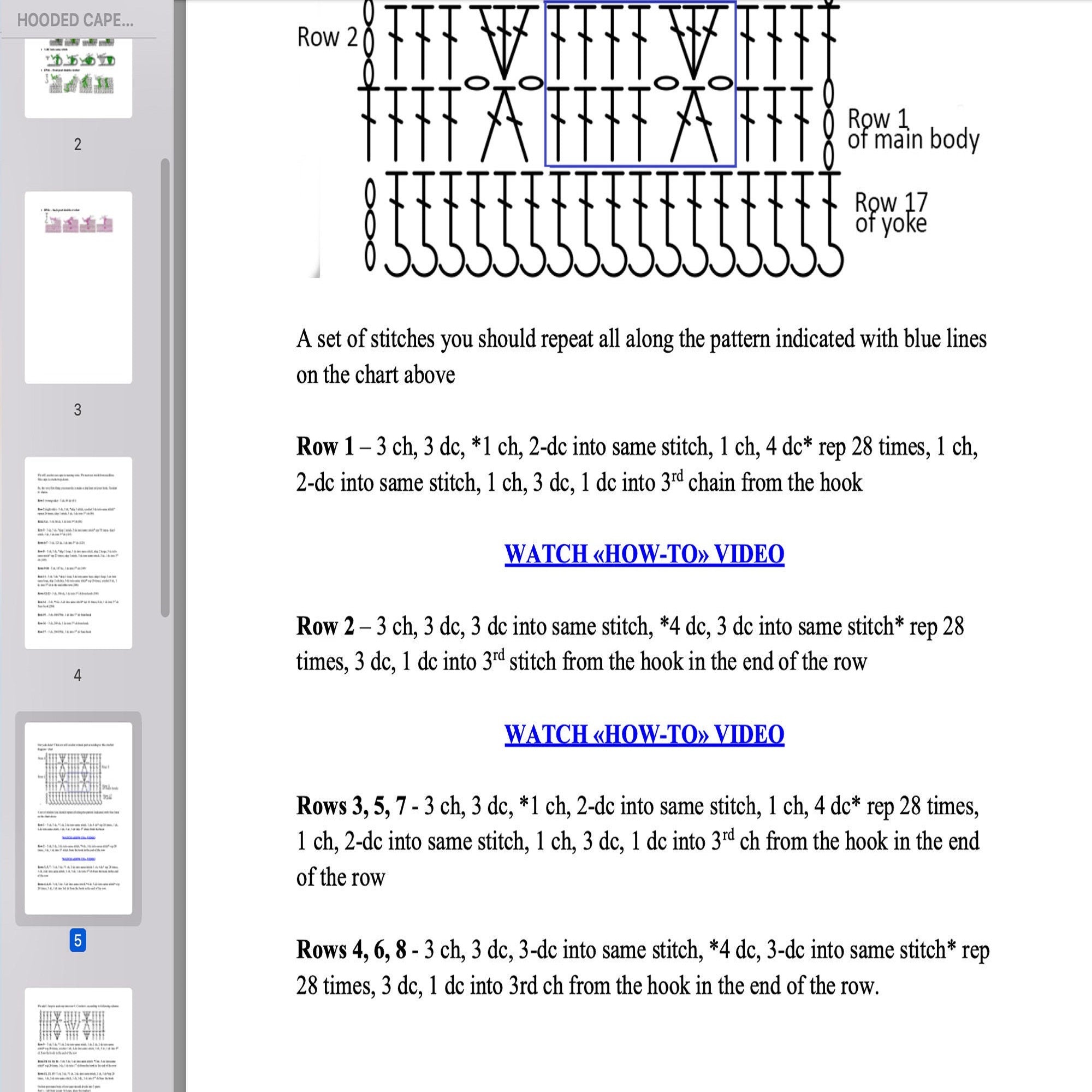 LONG HOODED CAPE Crochet Pattern (skill level intermediate)