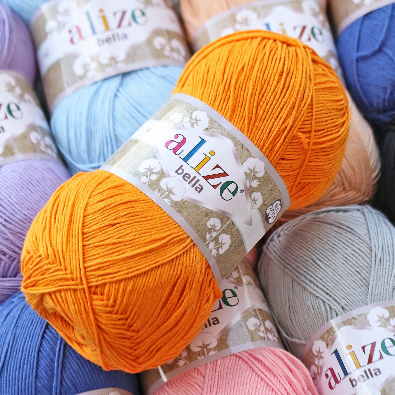 Alize Bella 100% COTTON YARN, Amigurumi Crochet Yarn, Hypoallergenic Yarn, Crochet, Knitting, Natural Summer Yarn, 1 Skein - Sunhat