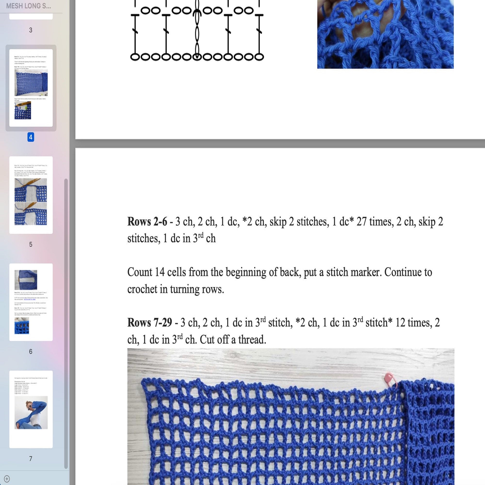 LONG SLEEVE TOP Crochet Pattern (skill level beginner)