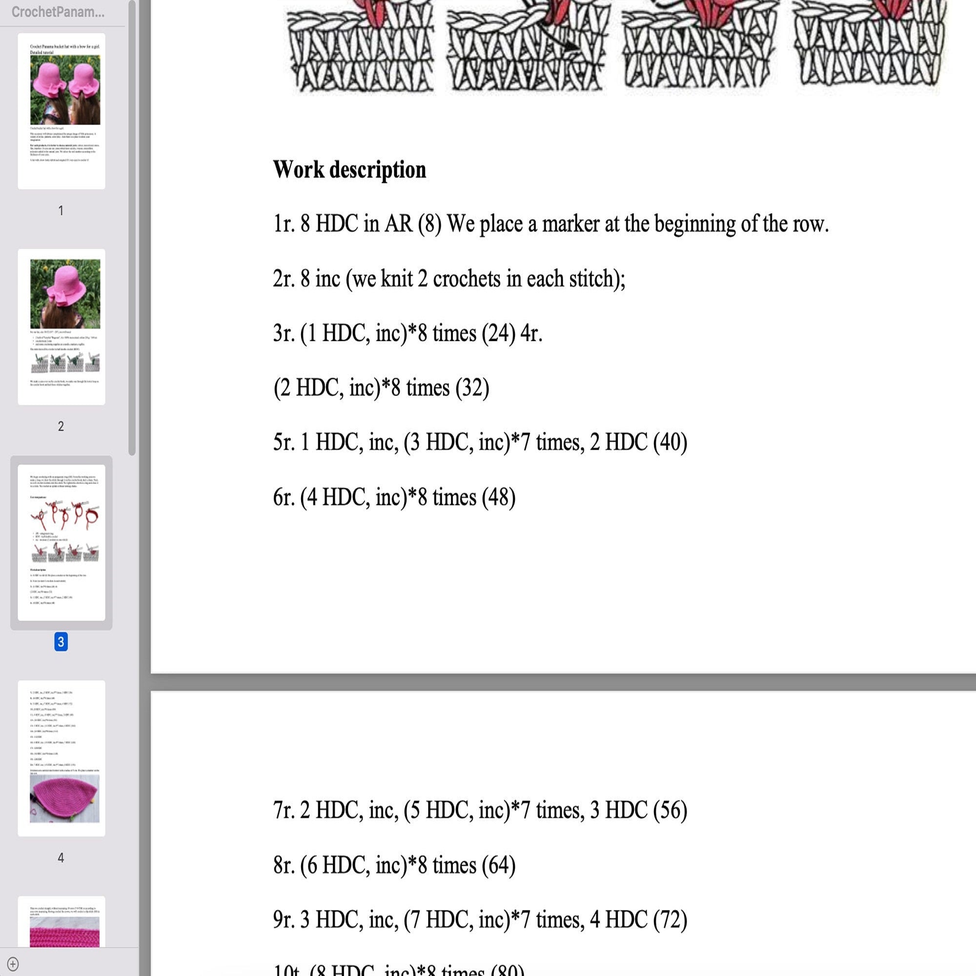 BOW HAT Crochet Pattern (skill level beginner)
