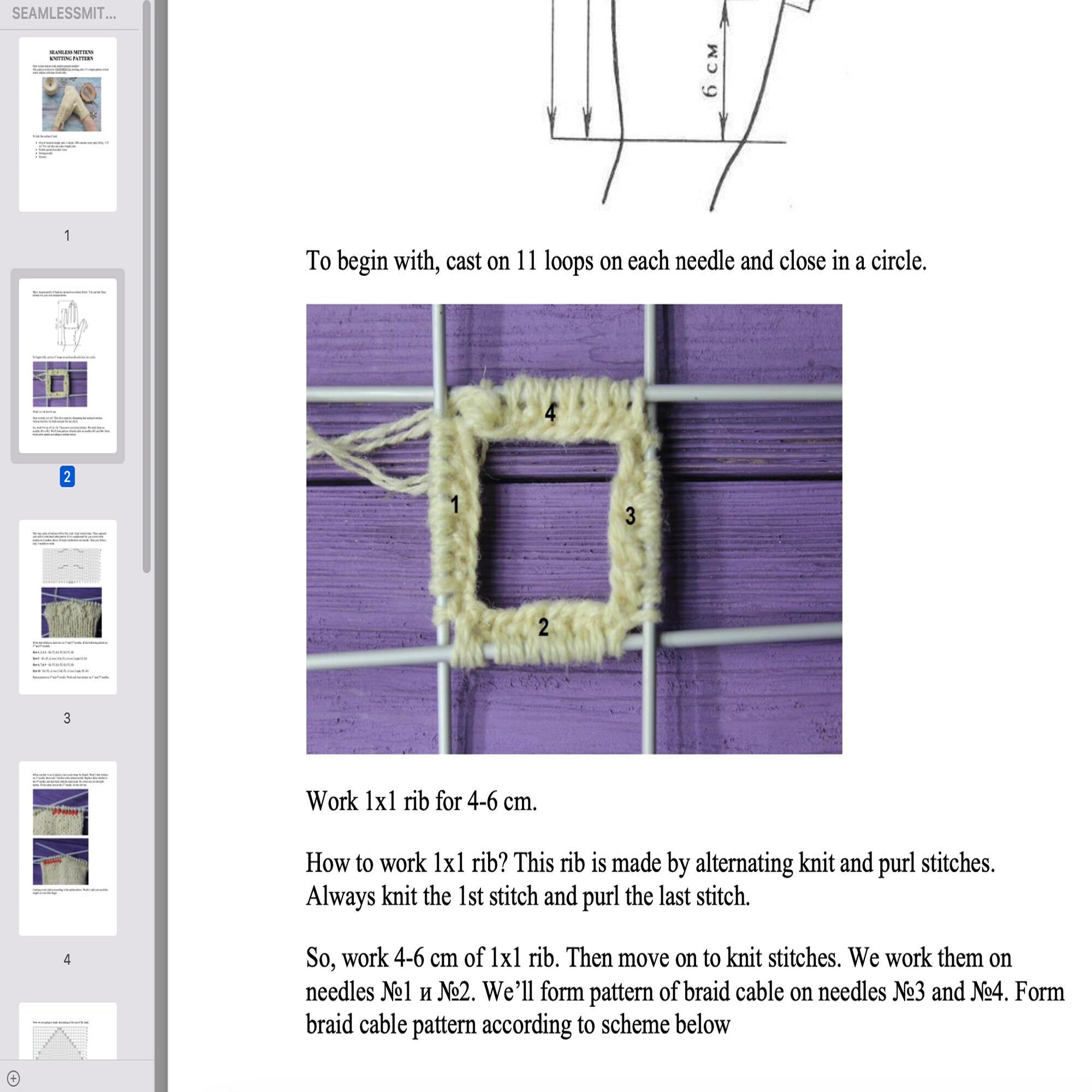 CABLE MITTENS Knitting Pattern (skill level intermediate)