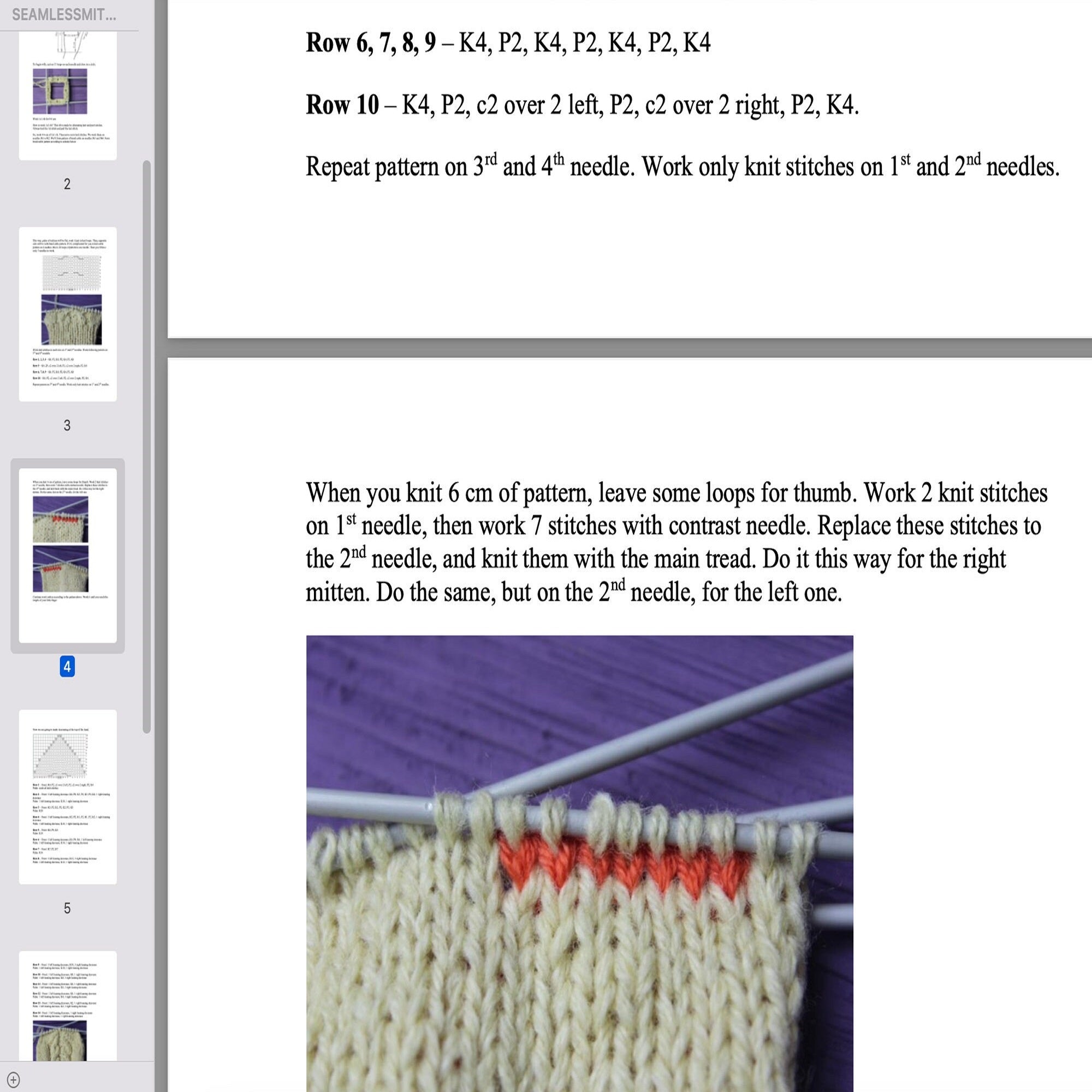 CABLE MITTENS Knitting Pattern (skill level intermediate)