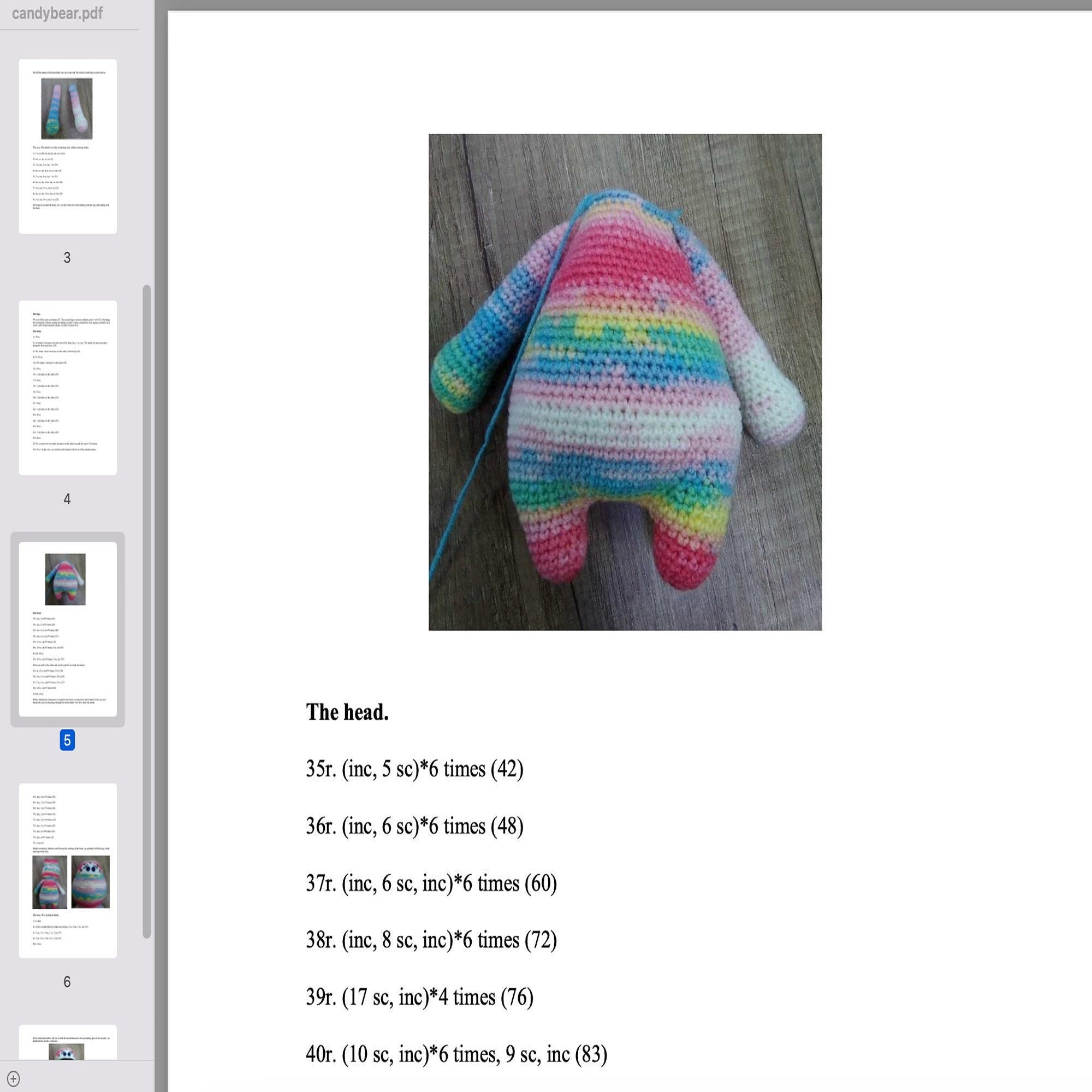 CANDY BEAR Crochet Pattern (skill level beginner)