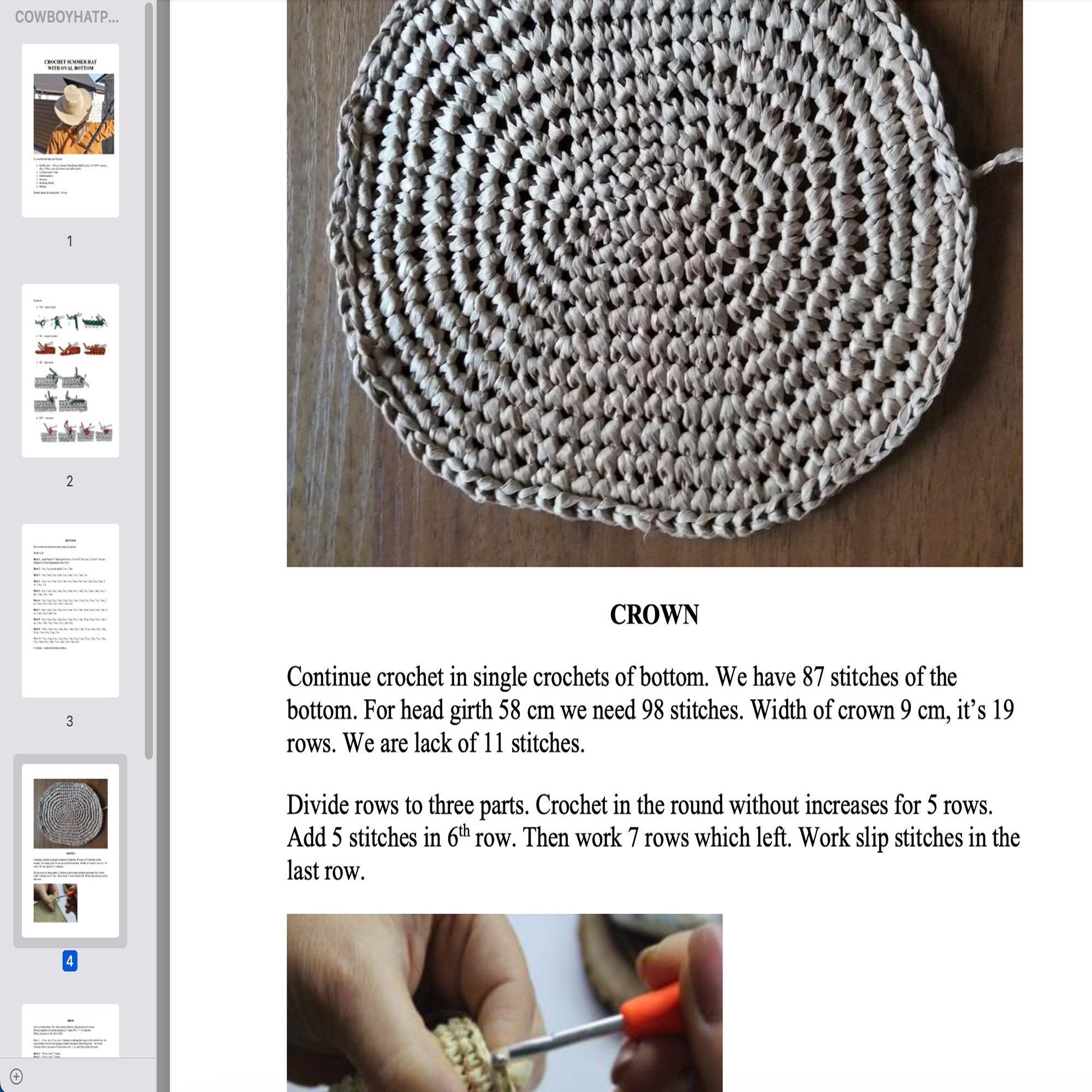 COWBOY HAT Crochet Pattern (skill level beginner)