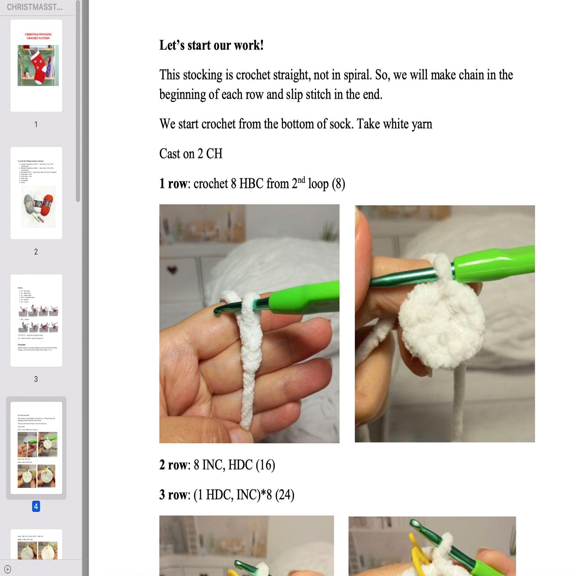 CHRISTMAS STOCKING Crochet Pattern (skill level beginner)