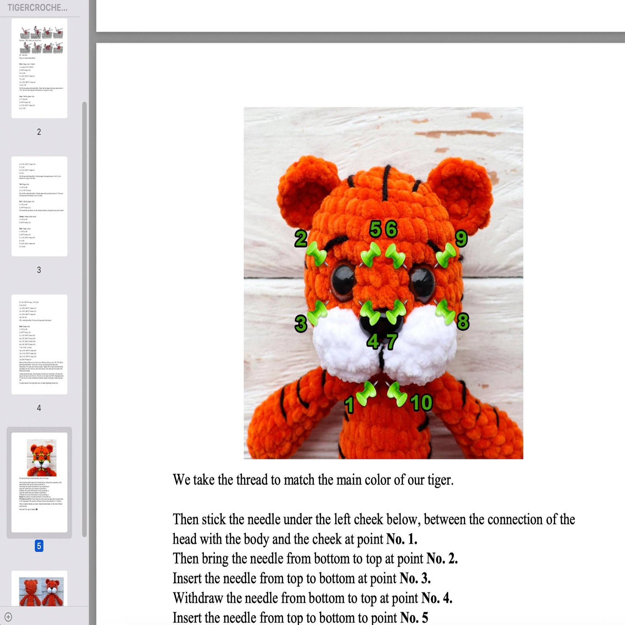 SMALL TIGER Crochet Pattern (skill level beginner)
