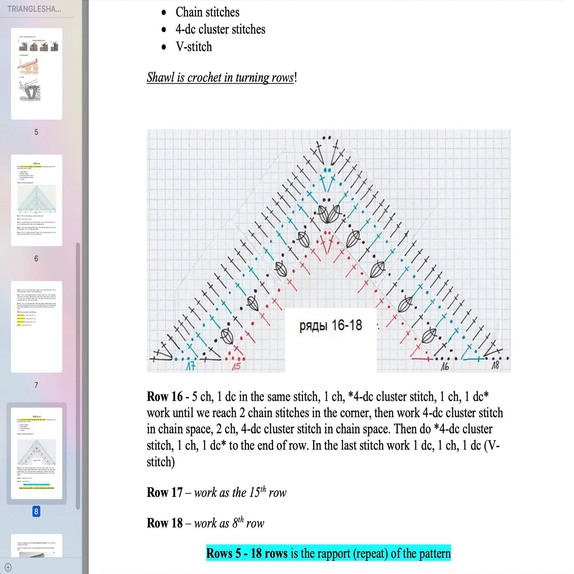 SHAWL Crochet Pattern (skill level intermediate)