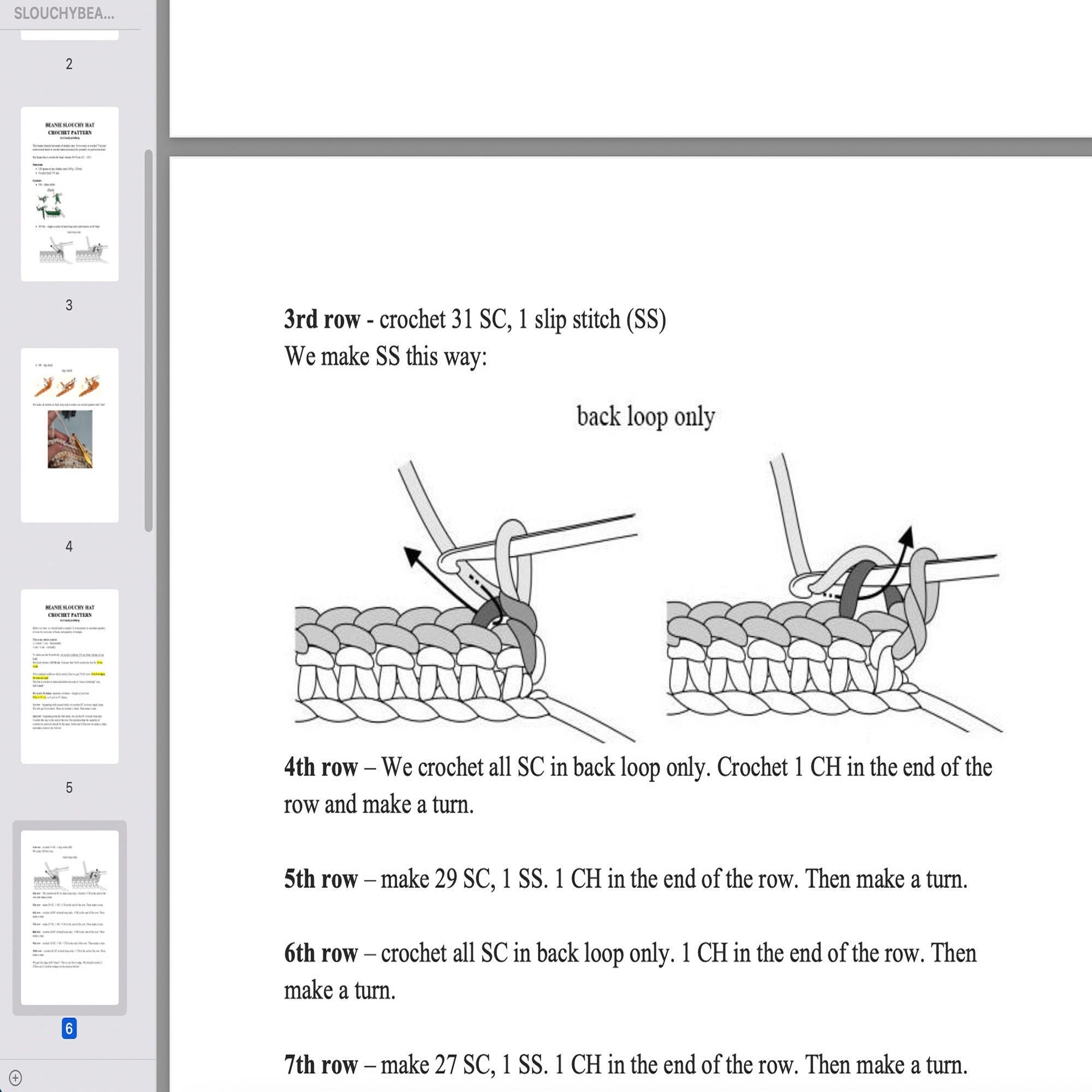 SLOUCHY BEANIE HAT Crochet Pattern (skill level beginner)