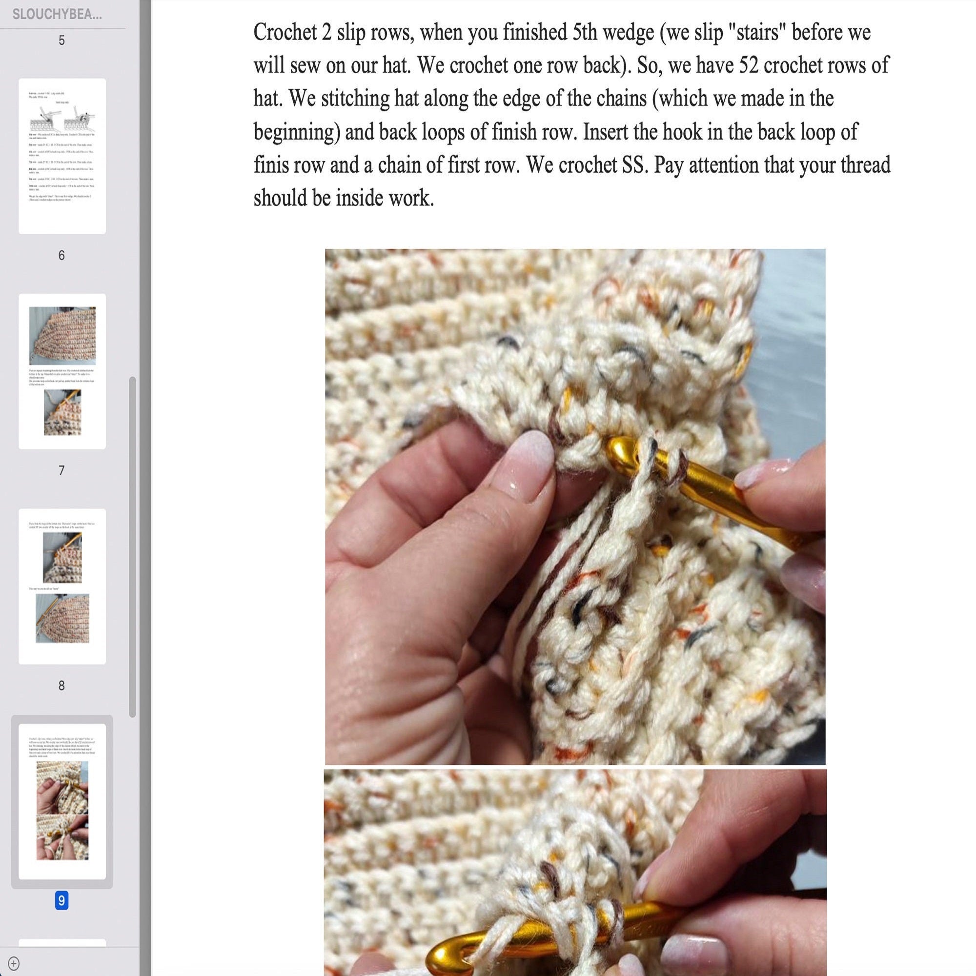 SLOUCHY BEANIE HAT Crochet Pattern (skill level beginner)