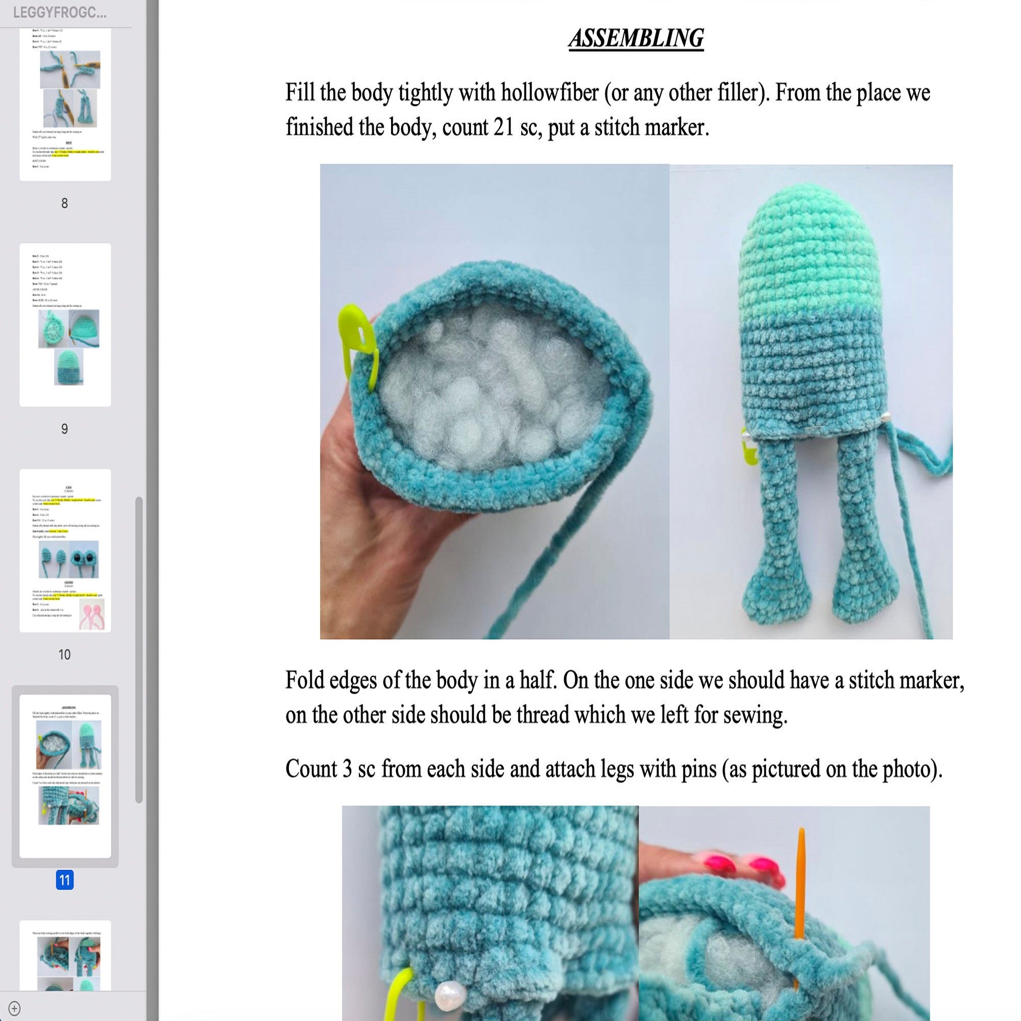 LEGGY FROG Crochet Pattern (skill level beginner)
