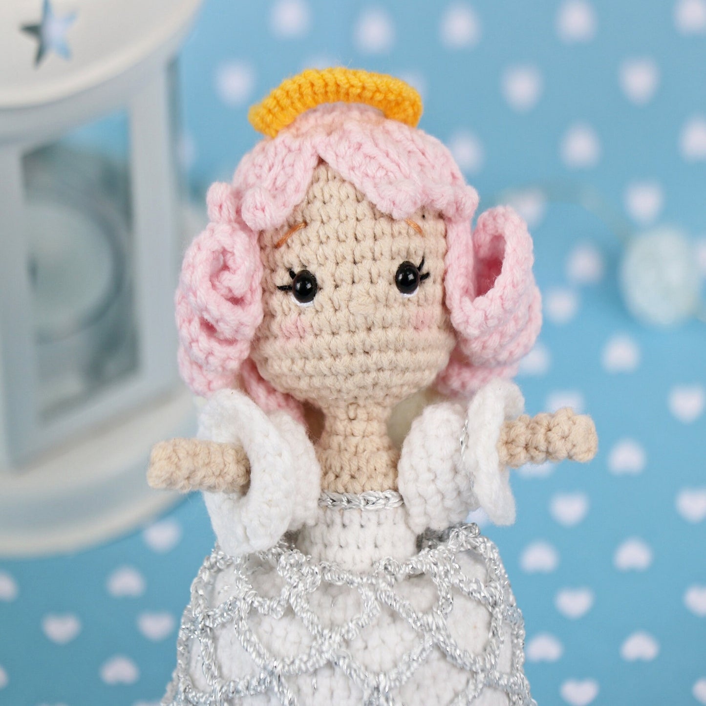 Crochet pattern reversible angel bell-doll, US standard terms, Skill level beginner