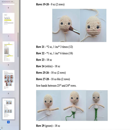 Crochet pattern reversible angel bell-doll, US standard terms, Skill level beginner