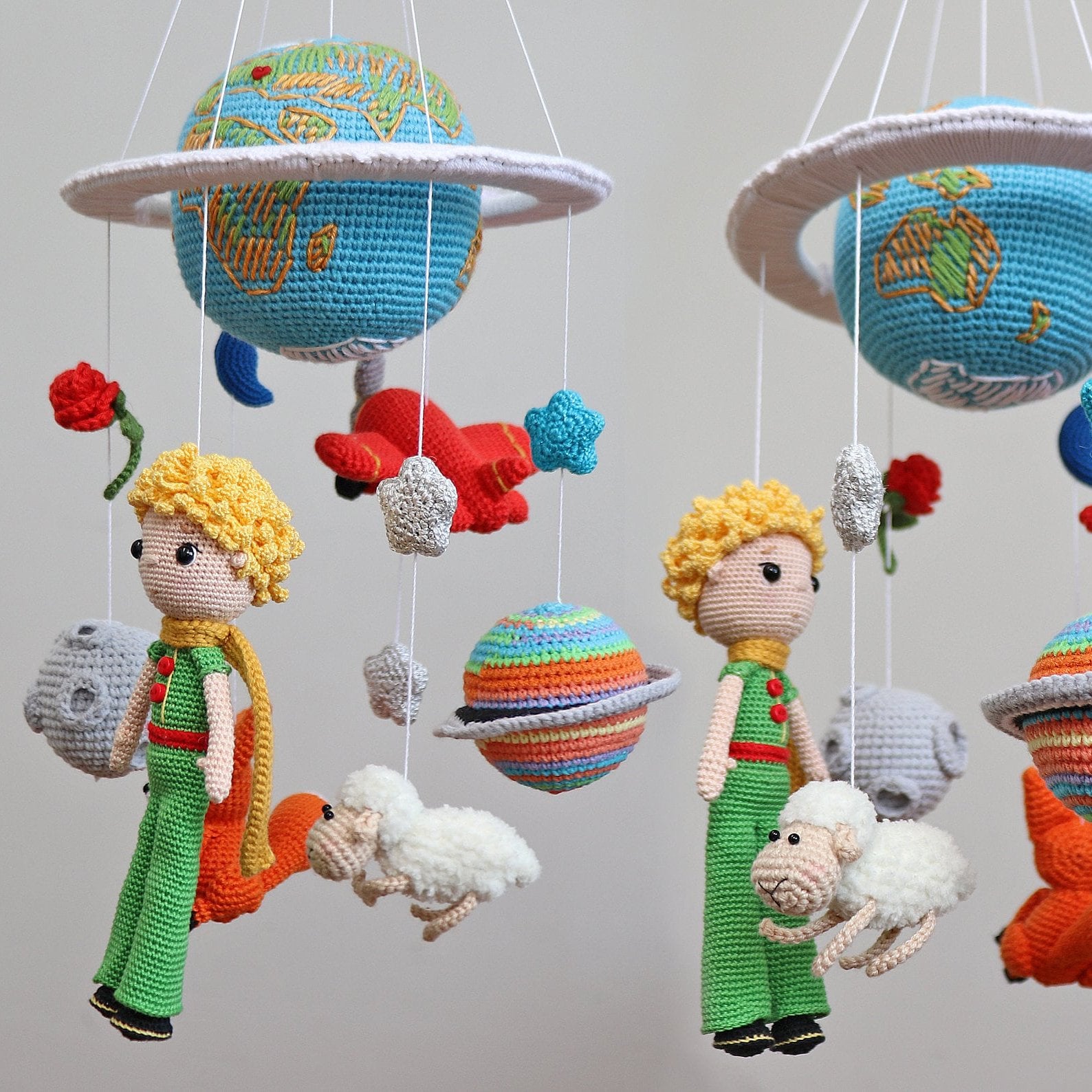 Nursery Mobile Crochet Amigurumi Pattern PDF, Baby Crochet Carousel Pattern Amigurumi Palnets Crochet Stuffed Animals Pattern