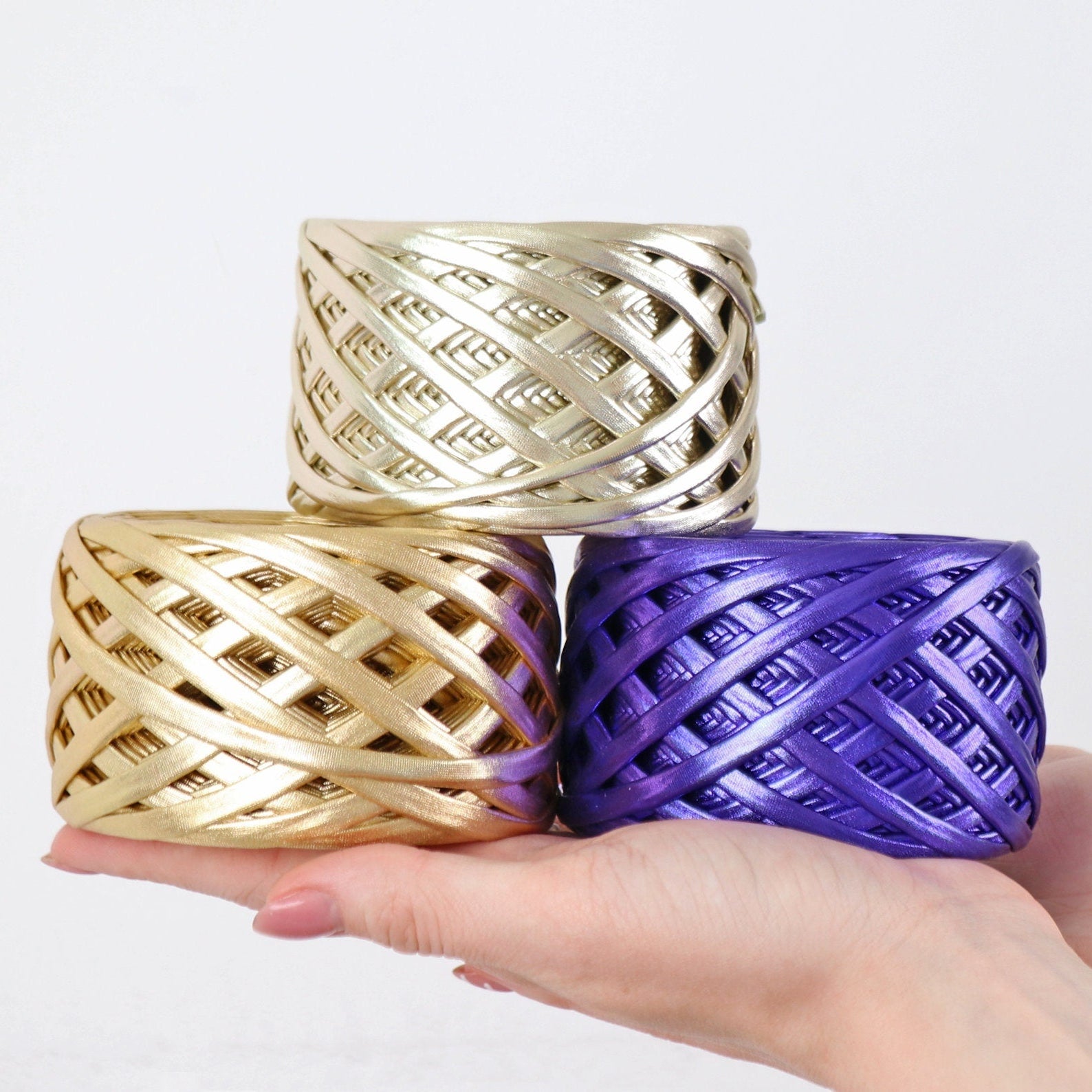 PREMIUM YARNS LEATHER, Leather T-shirt Yarn, Crochet Leather Look Yarn, Metallic T-shirt Yarn, Yarn For Crochet Bags and Purses Leather Yarn