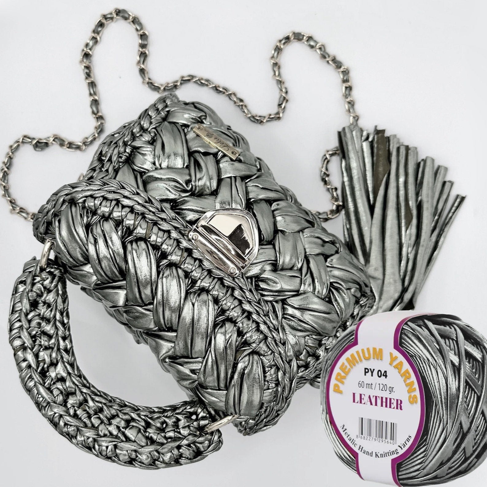 PREMIUM YARNS LEATHER, Leather T-shirt Yarn, Crochet Leather Look Yarn, Metallic T-shirt Yarn, Yarn For Crochet Bags and Purses Leather Yarn