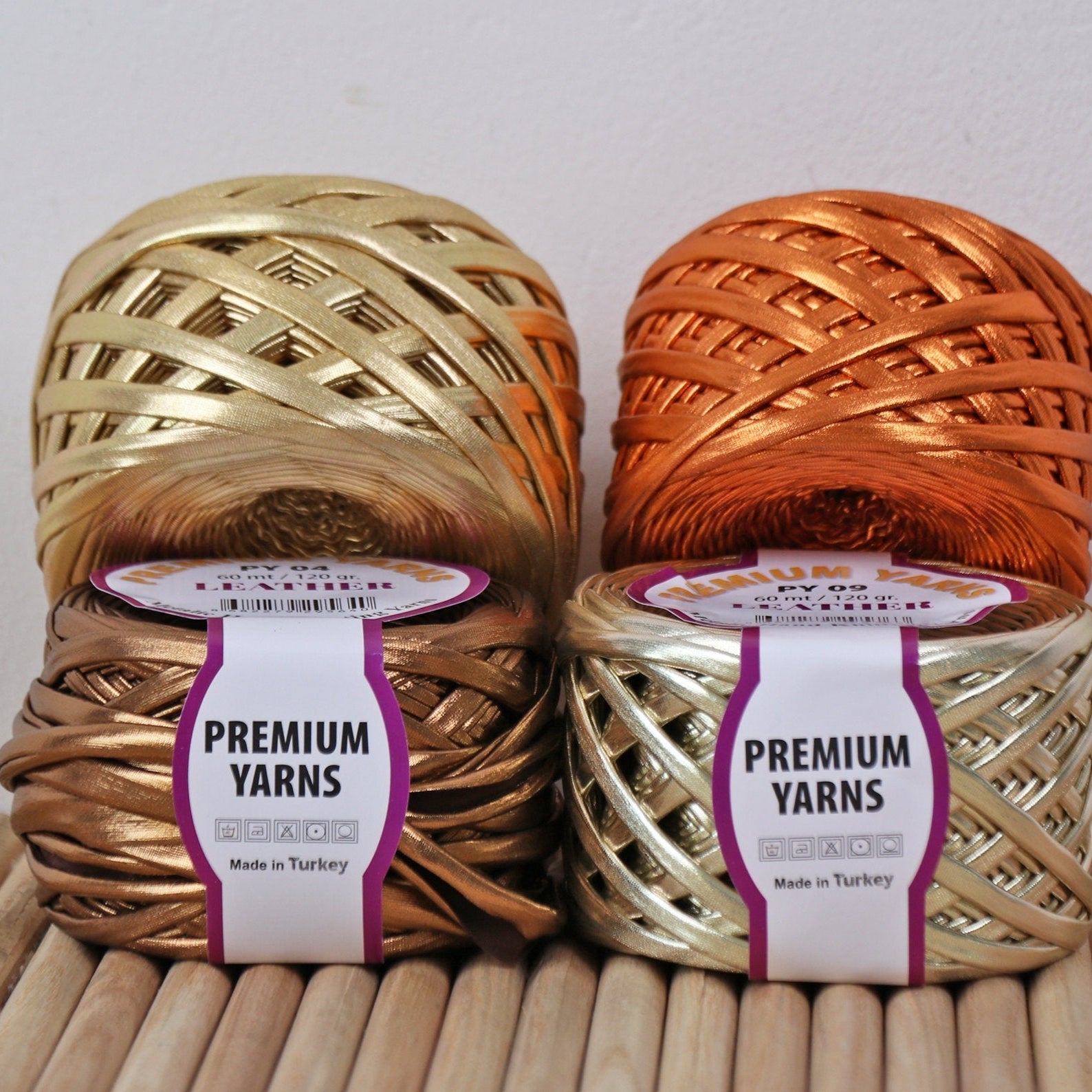 PREMIUM YARNS LEATHER, Leather T-shirt Yarn, Crochet Leather Look Yarn, Metallic T-shirt Yarn, Yarn For Crochet Bags and Purses Leather Yarn