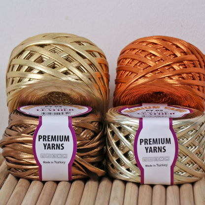 PREMIUM YARNS LEATHER, Leather T-shirt Yarn, Crochet Leather Look Yarn, Metallic T-shirt Yarn, Yarn For Crochet Bags and Purses Leather Yarn