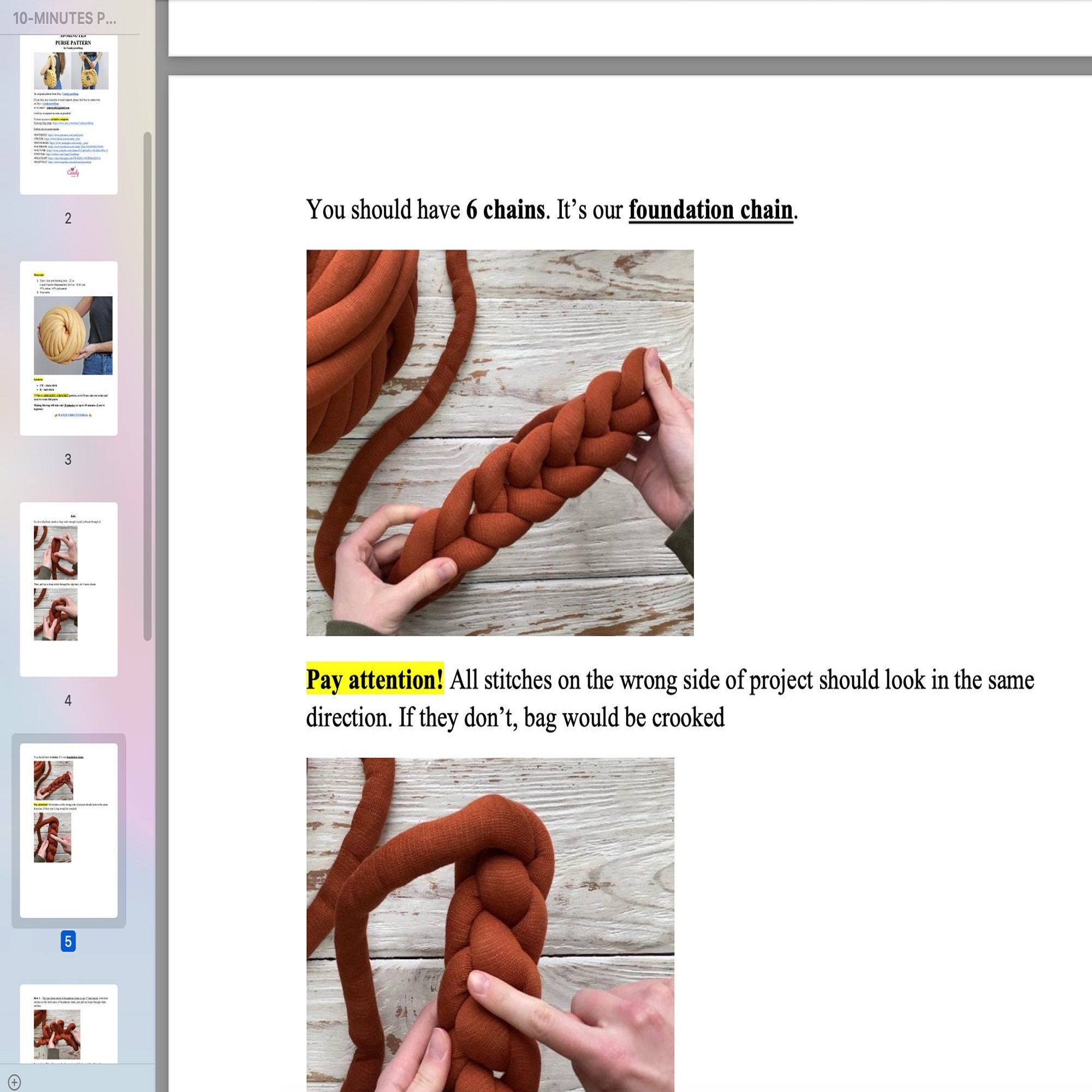 10 MINUTES PURSE Arm Knitting Pattern (skill level beginner)