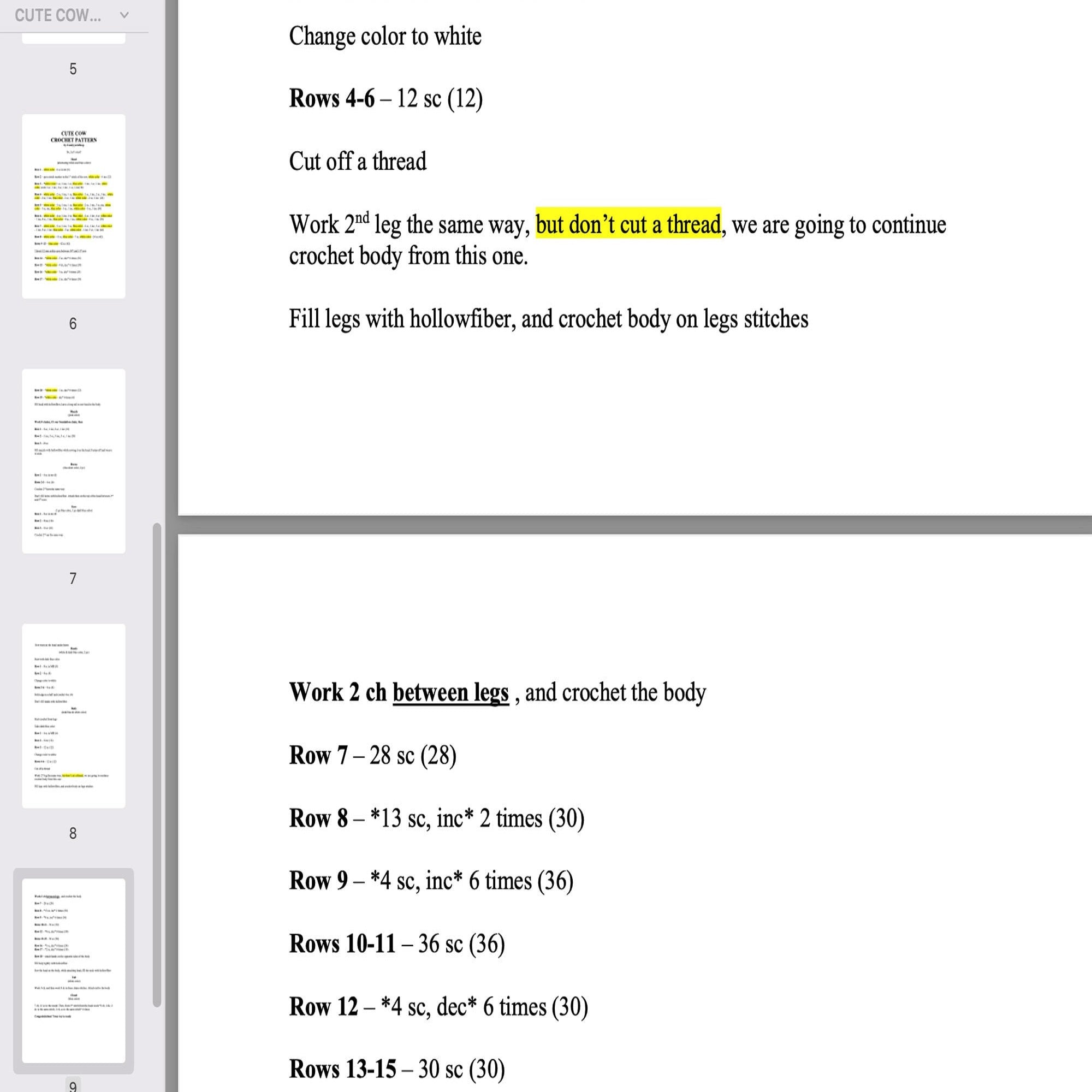 BLUEBERRY COW Crochet Pattern (skill level beginner)