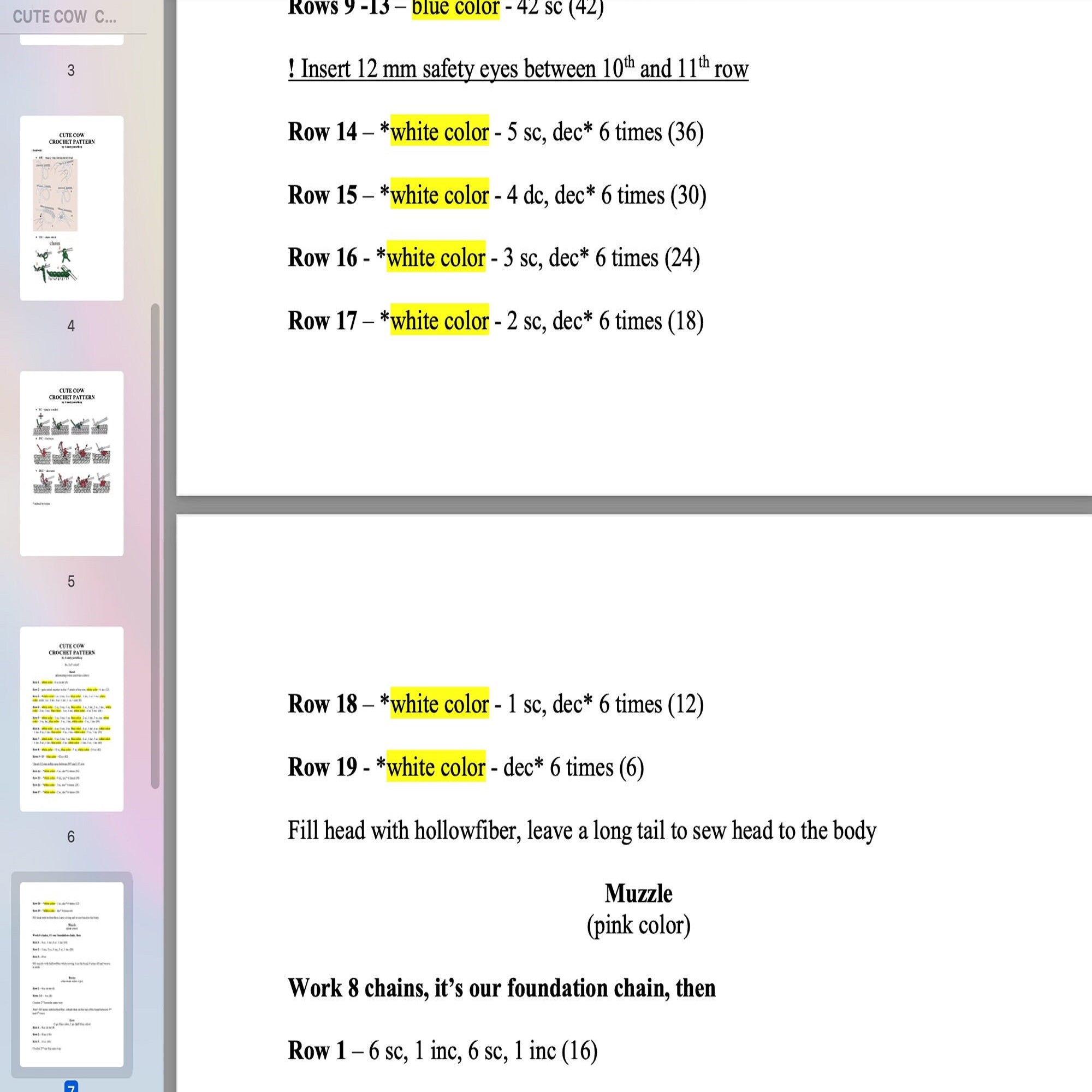 BLUEBERRY COW Crochet Pattern (skill level beginner)