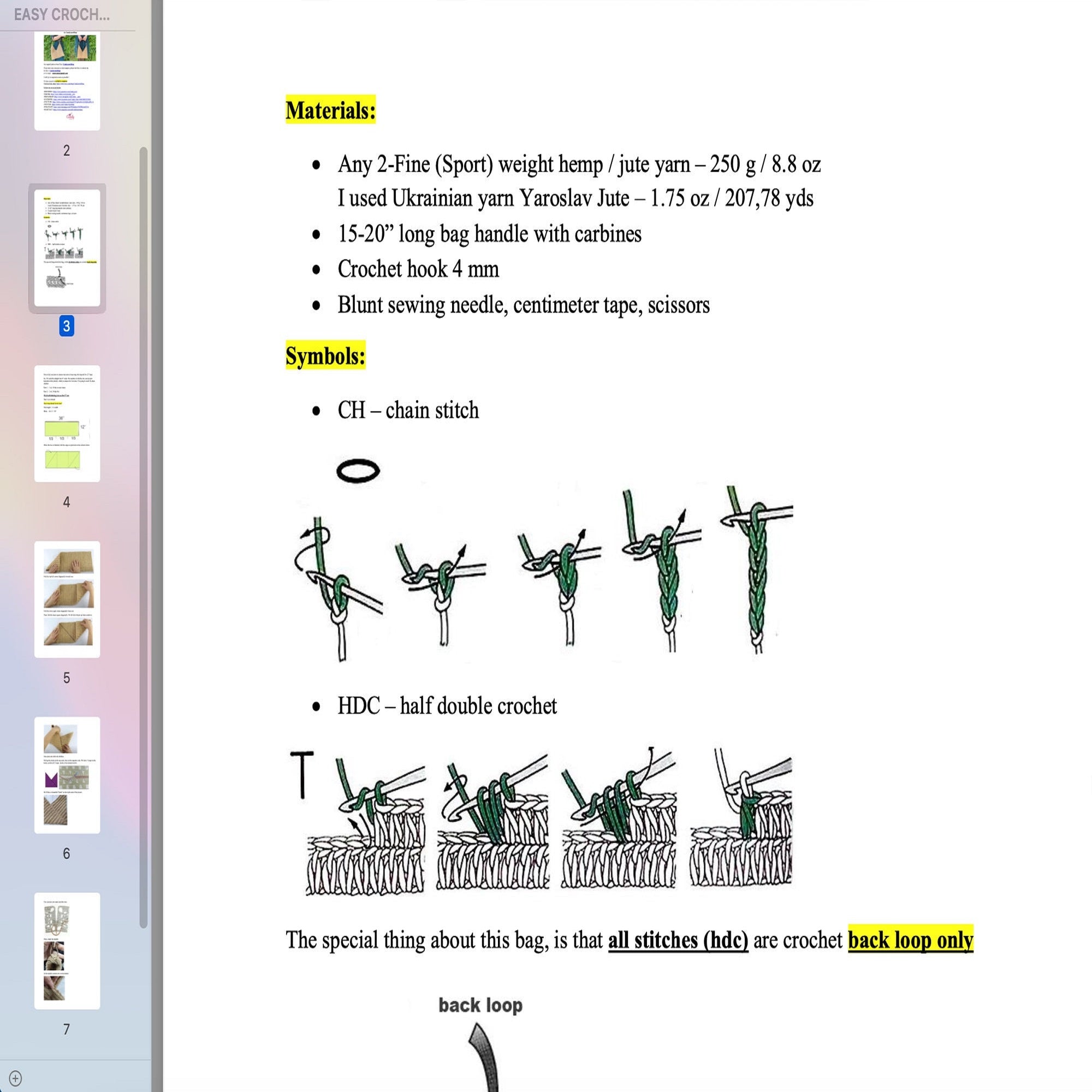 SHOULDER BAG Crochet Pattern (skill level intermediate)