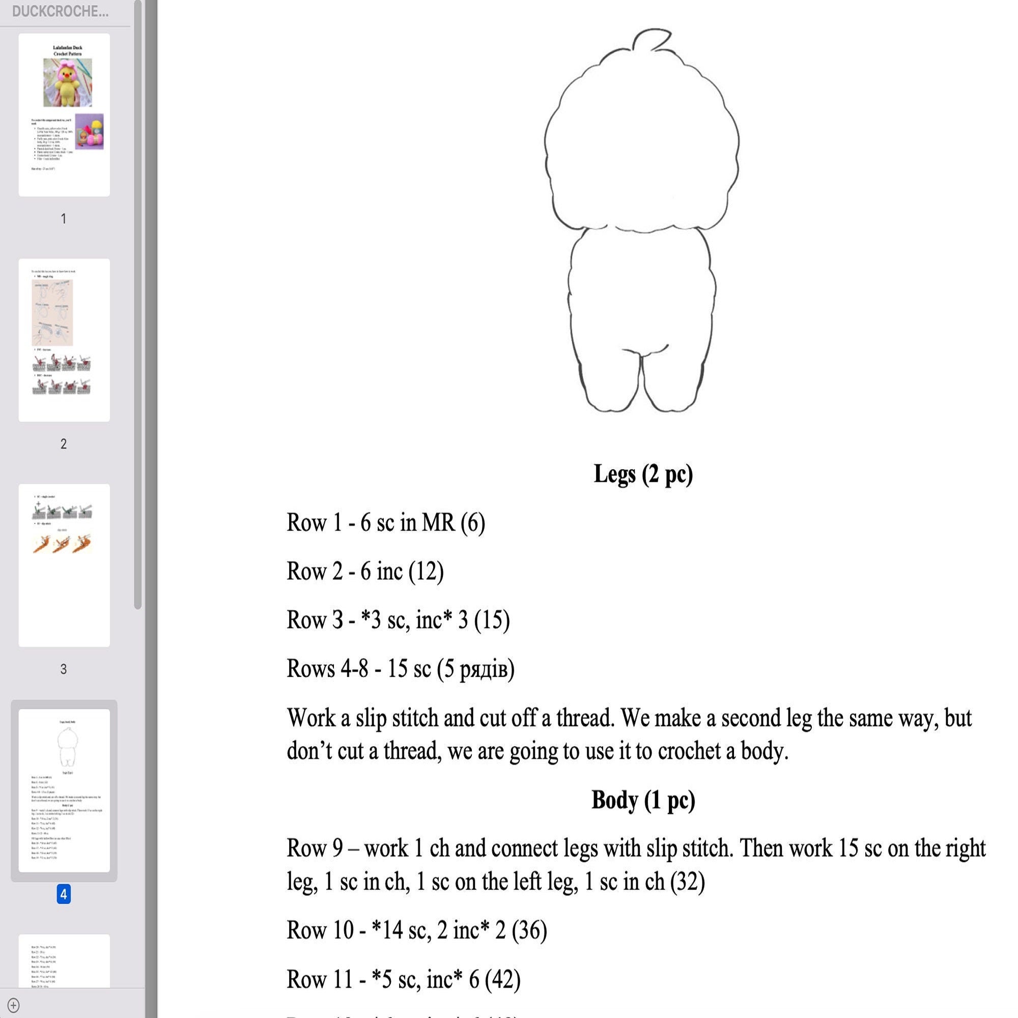 CUTE DUCK Crochet Pattern (skill level beginner)