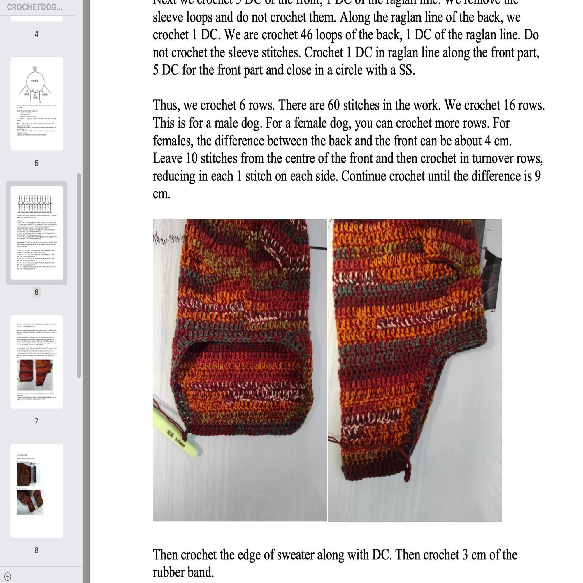 DOG SWEATER Crochet Pattern (skill level intermediate)