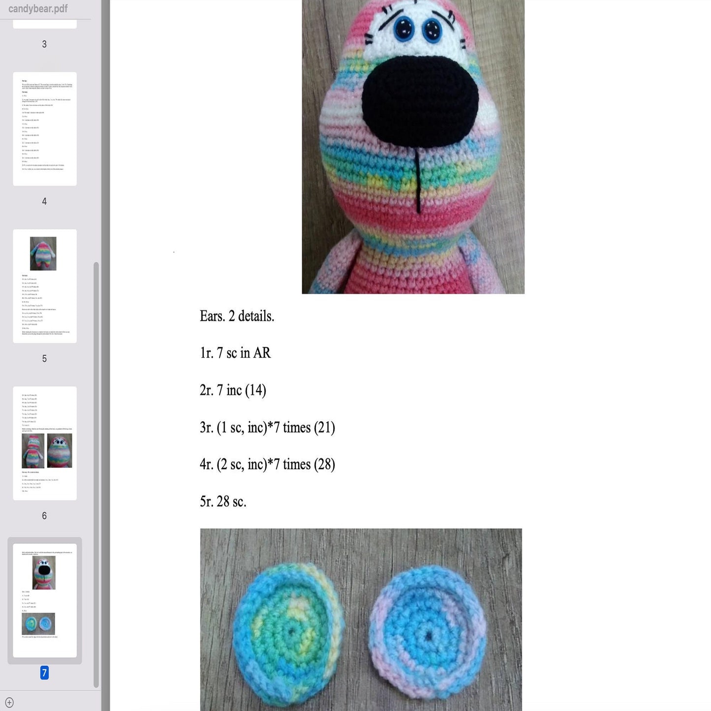 Crochet pattern Bear, US standard terms, Skill level beginner