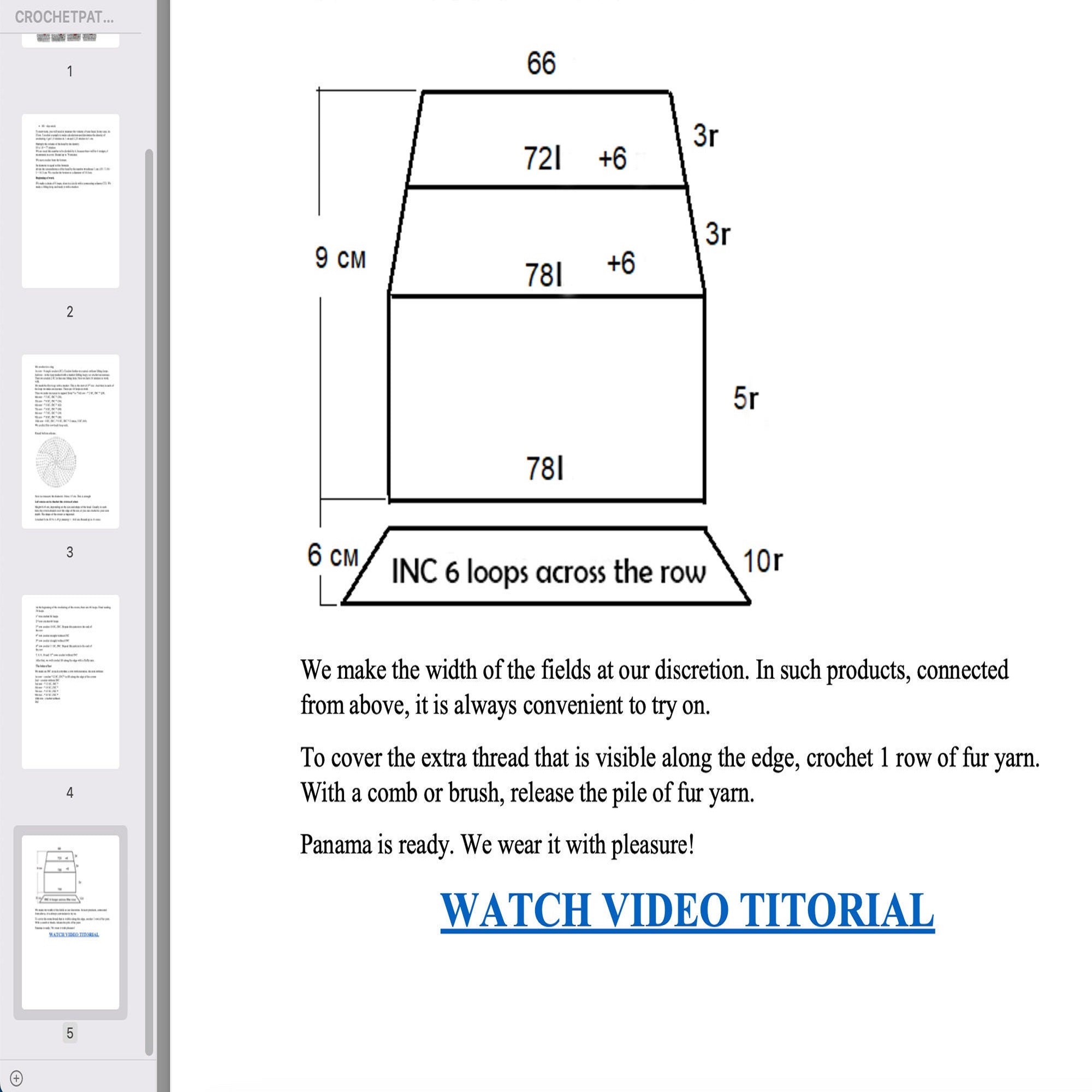 FUR BUCKET HAT Crochet Pattern (skill level intermediate)