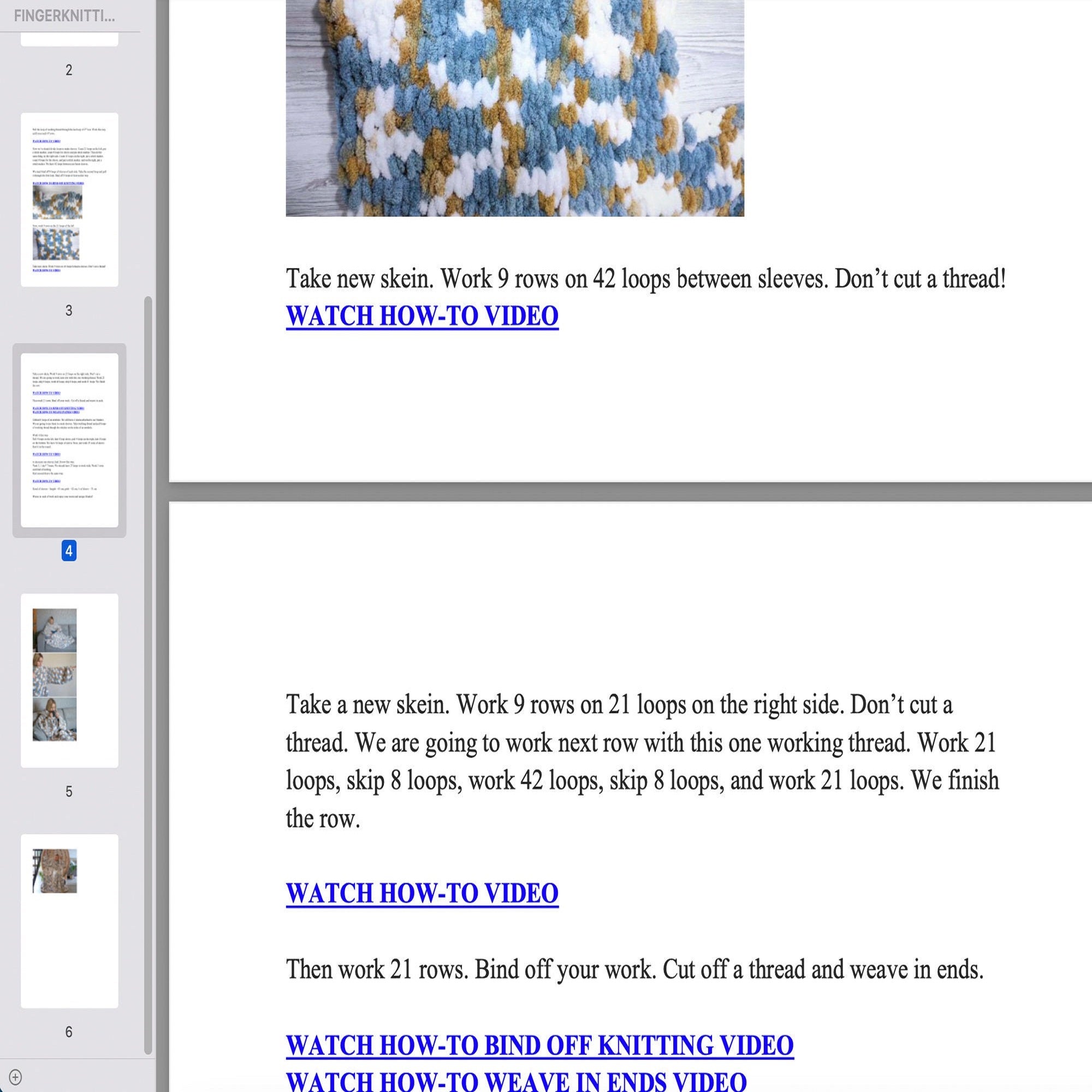 BLANKET WITH SLEEVES Knitting Pattern (skill level intermediate)