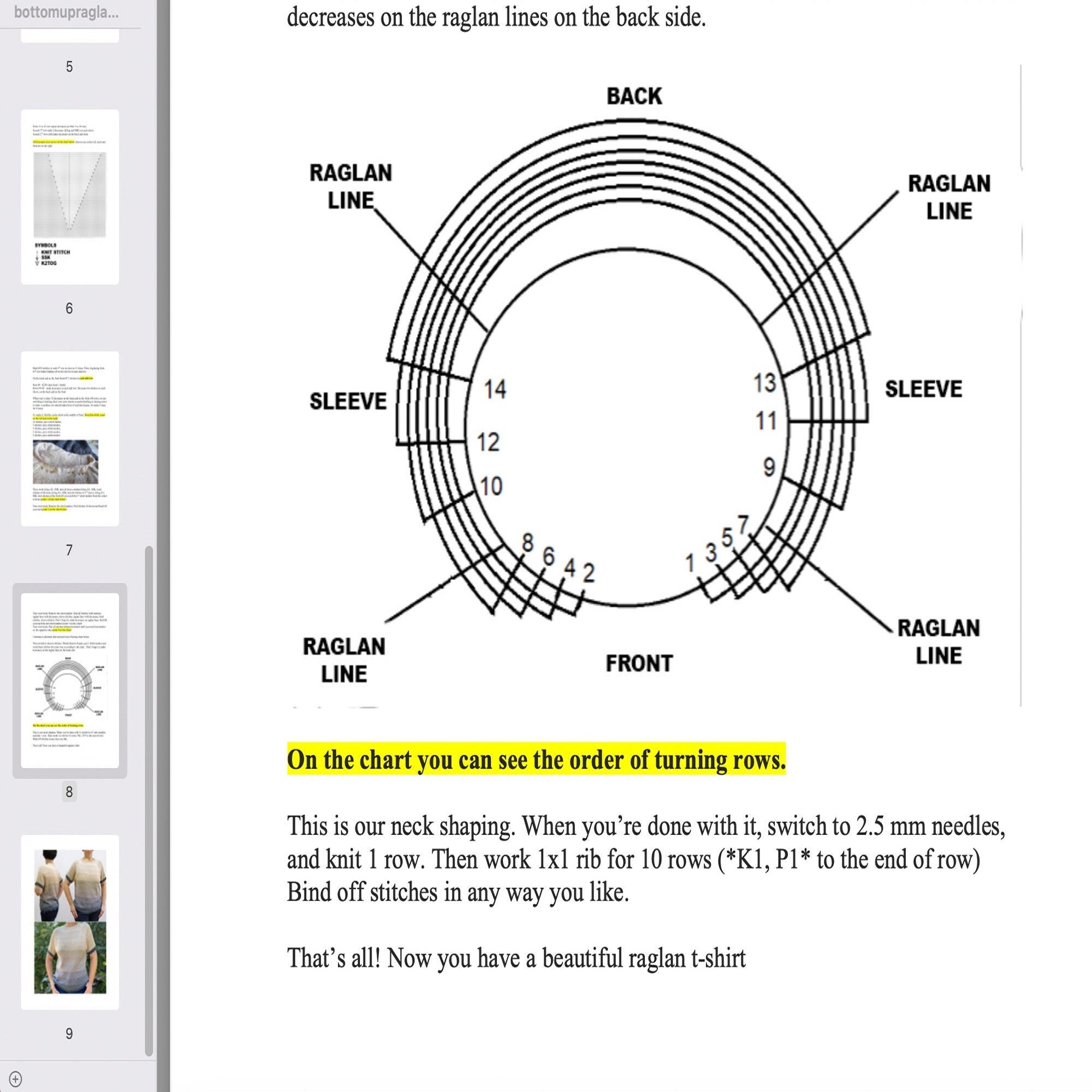 SUMMER T-SHIRT Knitting Pattern (skill level beginner)
