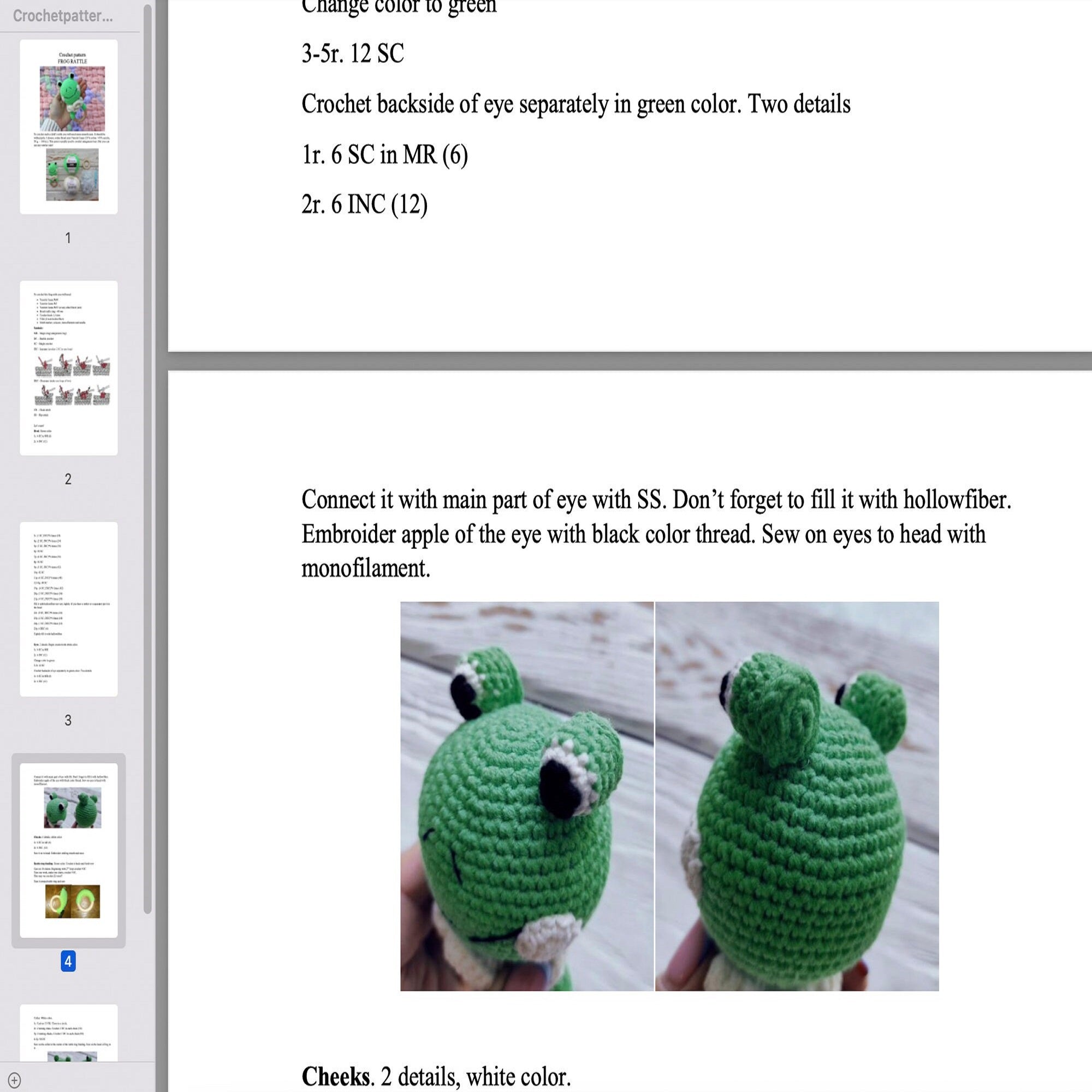 FROG RATTLE Crochet Pattern (skill level beginner)