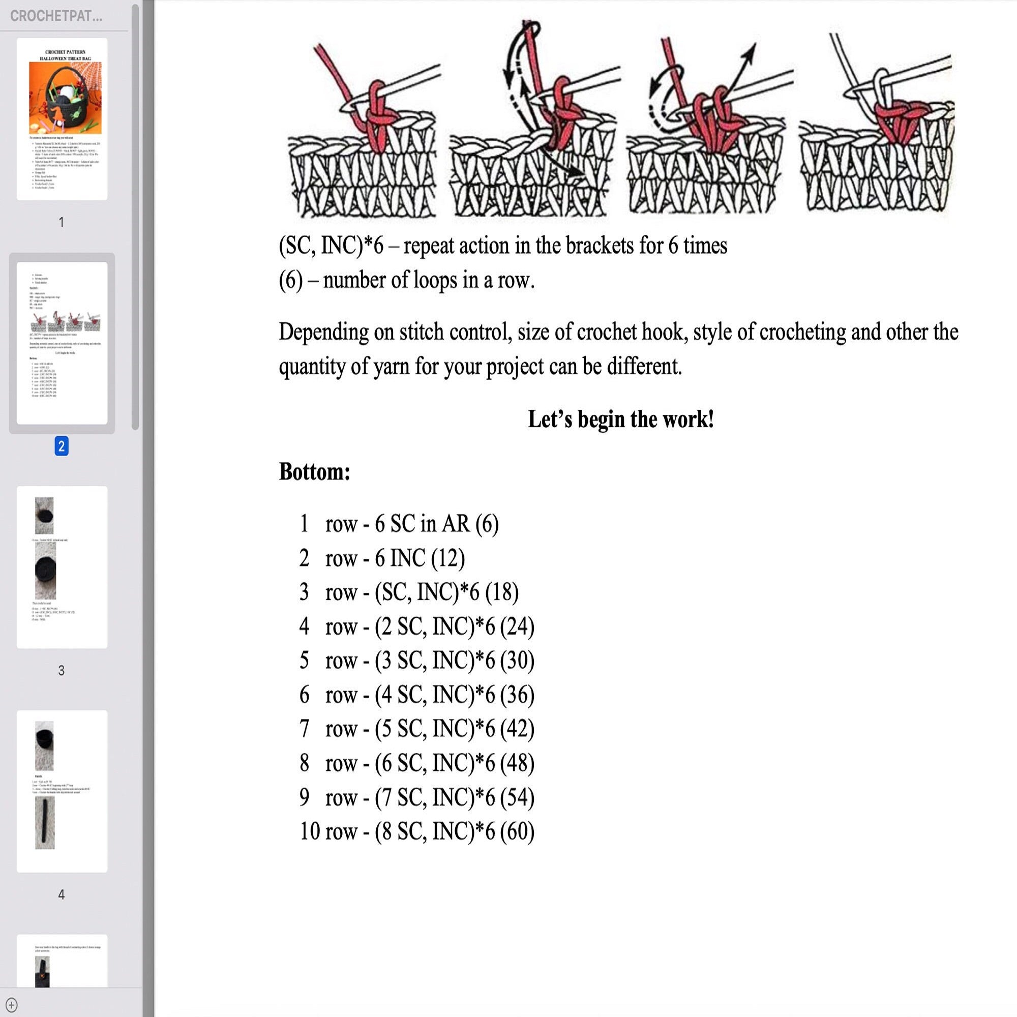 TRICK OR TREAT BAG Crochet Pattern (skill level beginner)